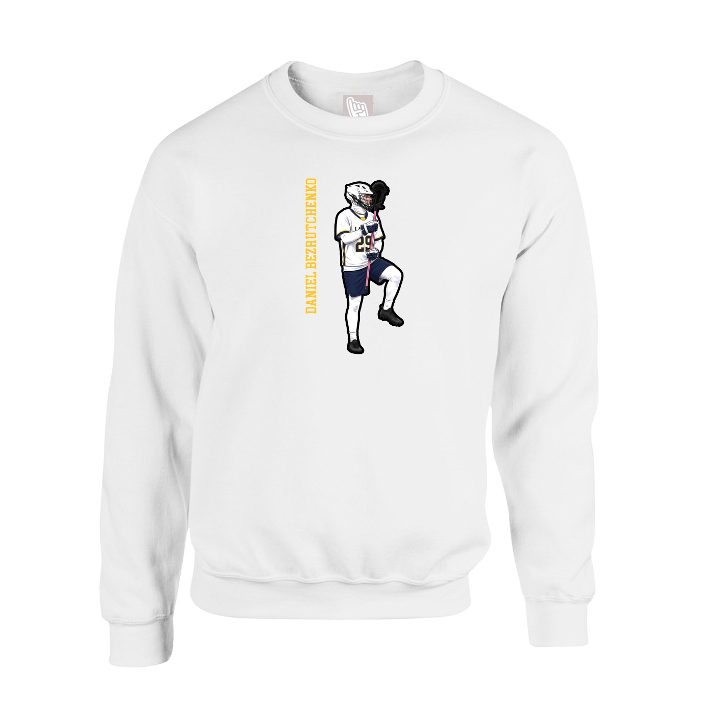 Fleece Crew — Name Vertical in White