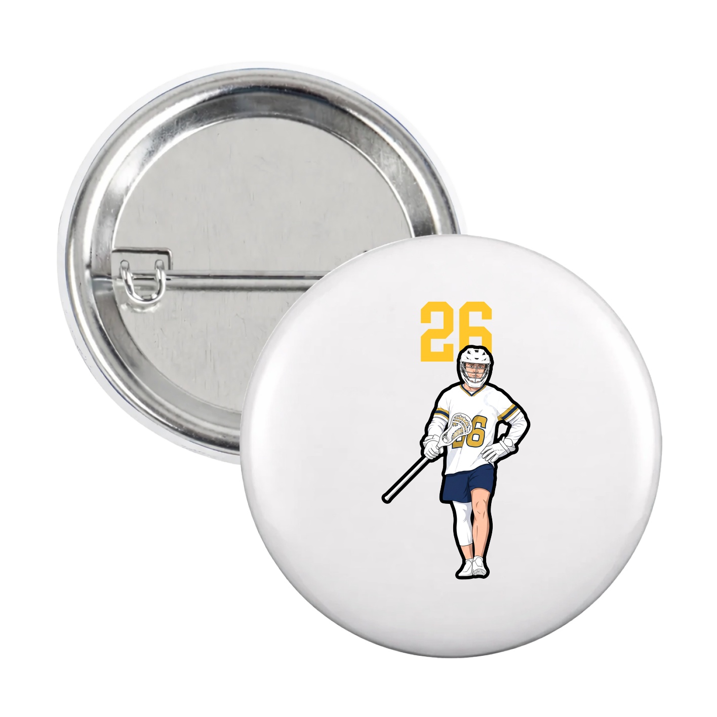 Game Day Button — Number Top in White