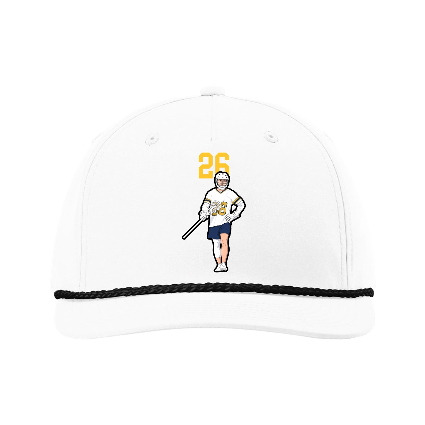 Five-Panel Classic Rope Cap — Number Top in White