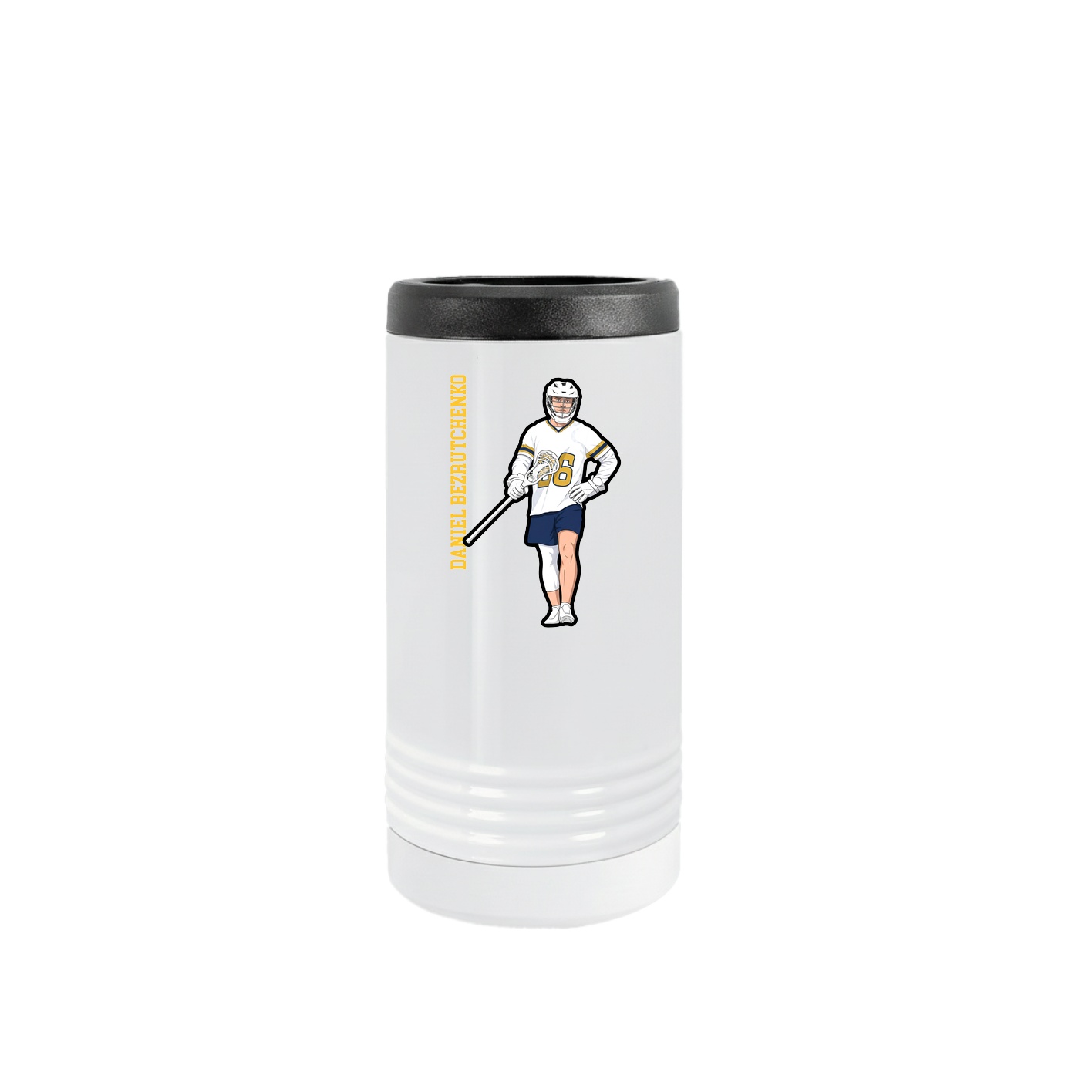 Slim Beverage Holder — Name Vertical in White