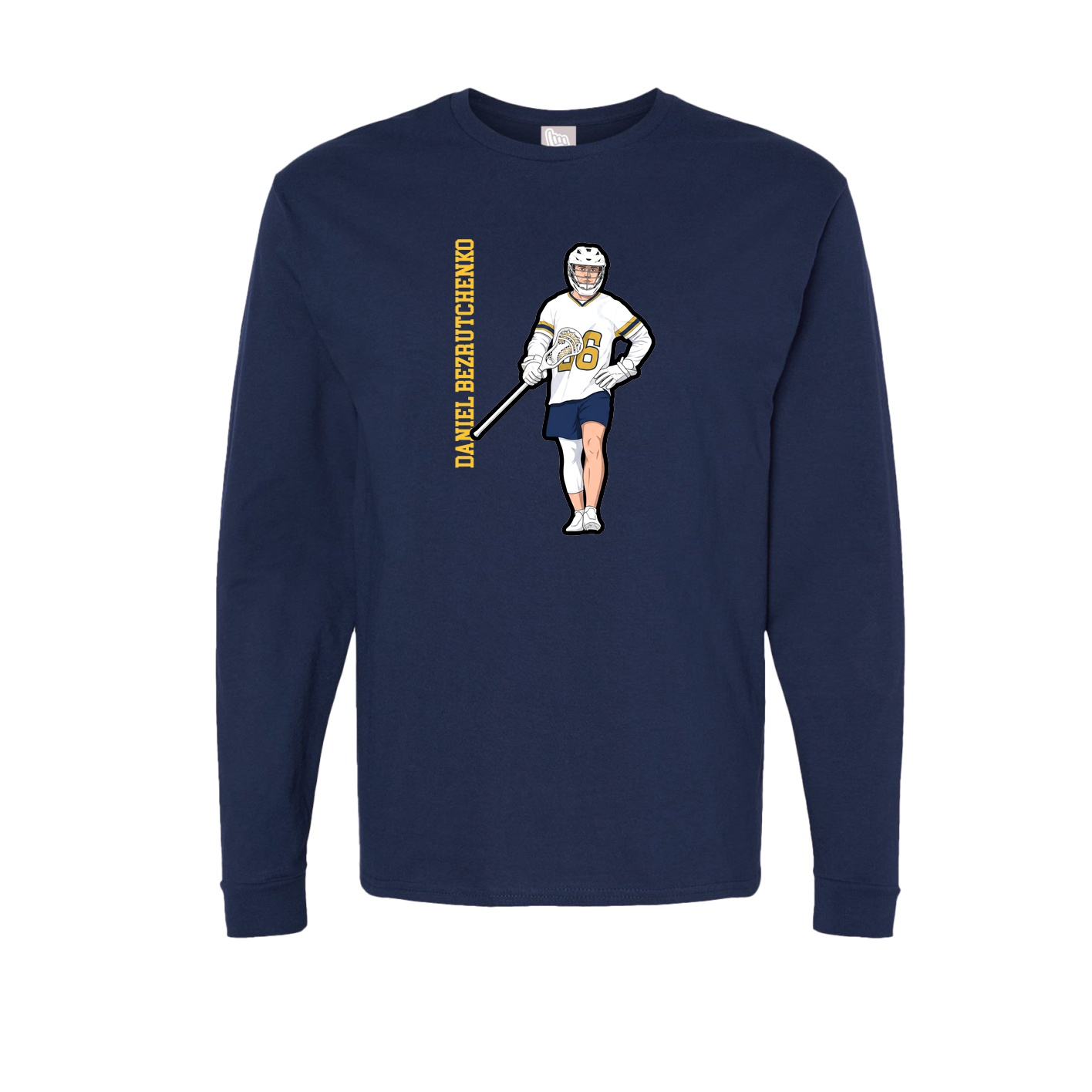 Long Sleeve Tee — Name Vertical in Navy