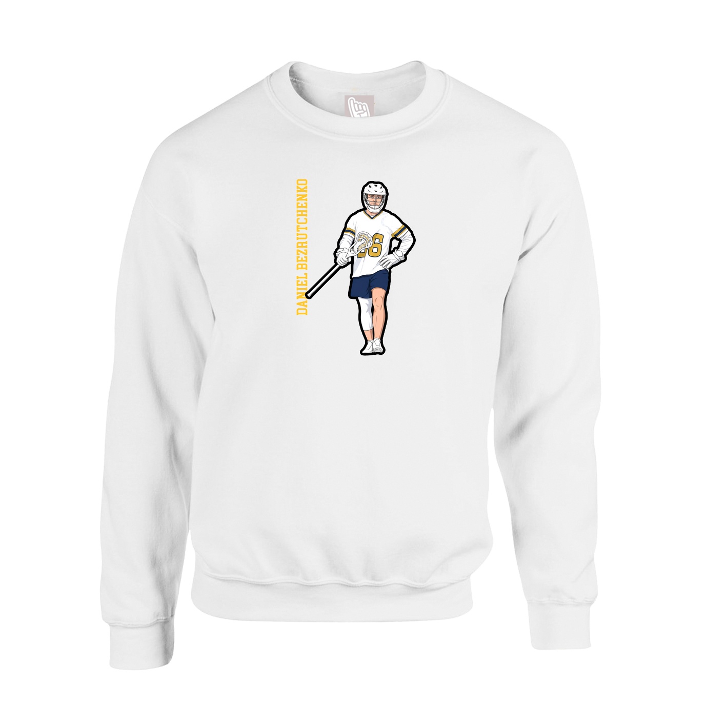 Fleece Crew — Name Vertical in White