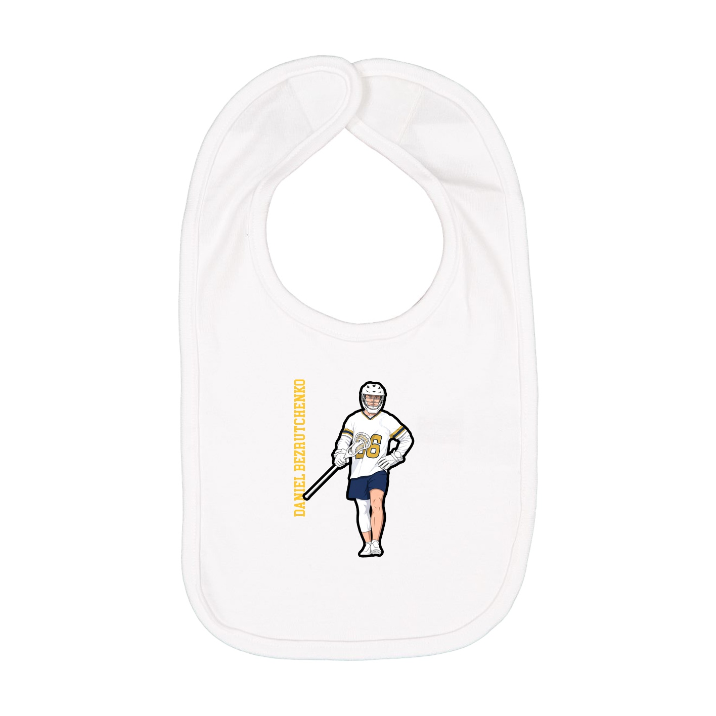 Infant Bib — Name Vertical in White