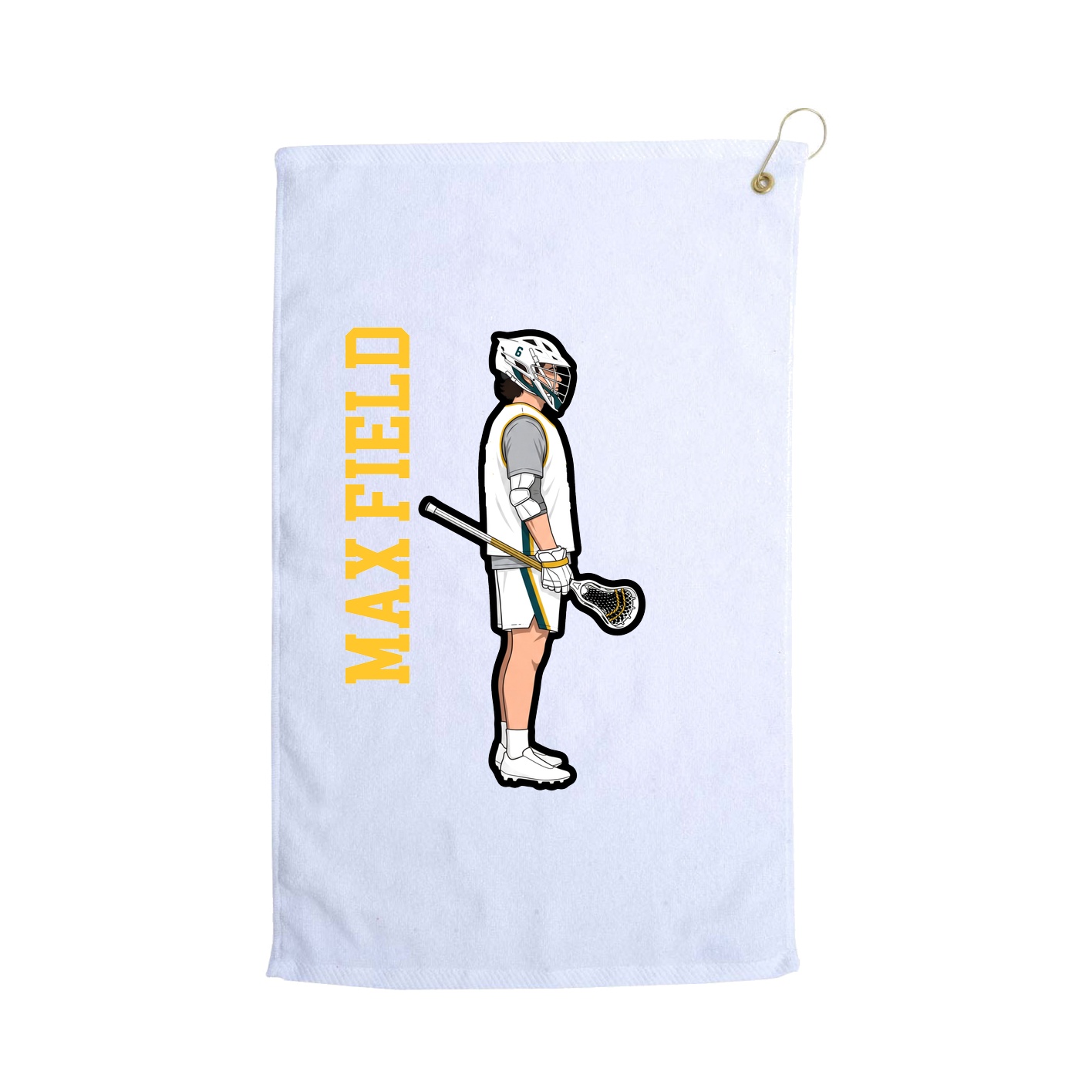 Golf Towel — Name Vertical in White