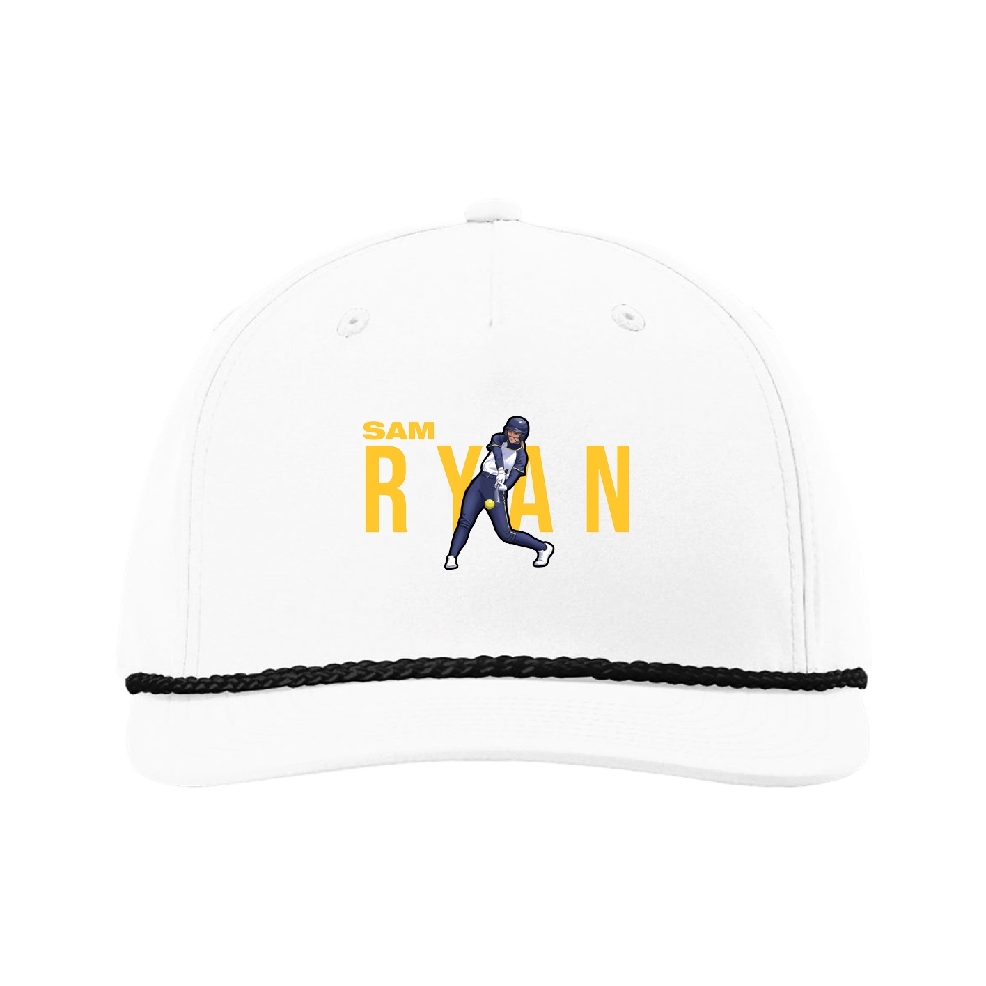 Five-Panel Classic Rope Cap — Player Name in White