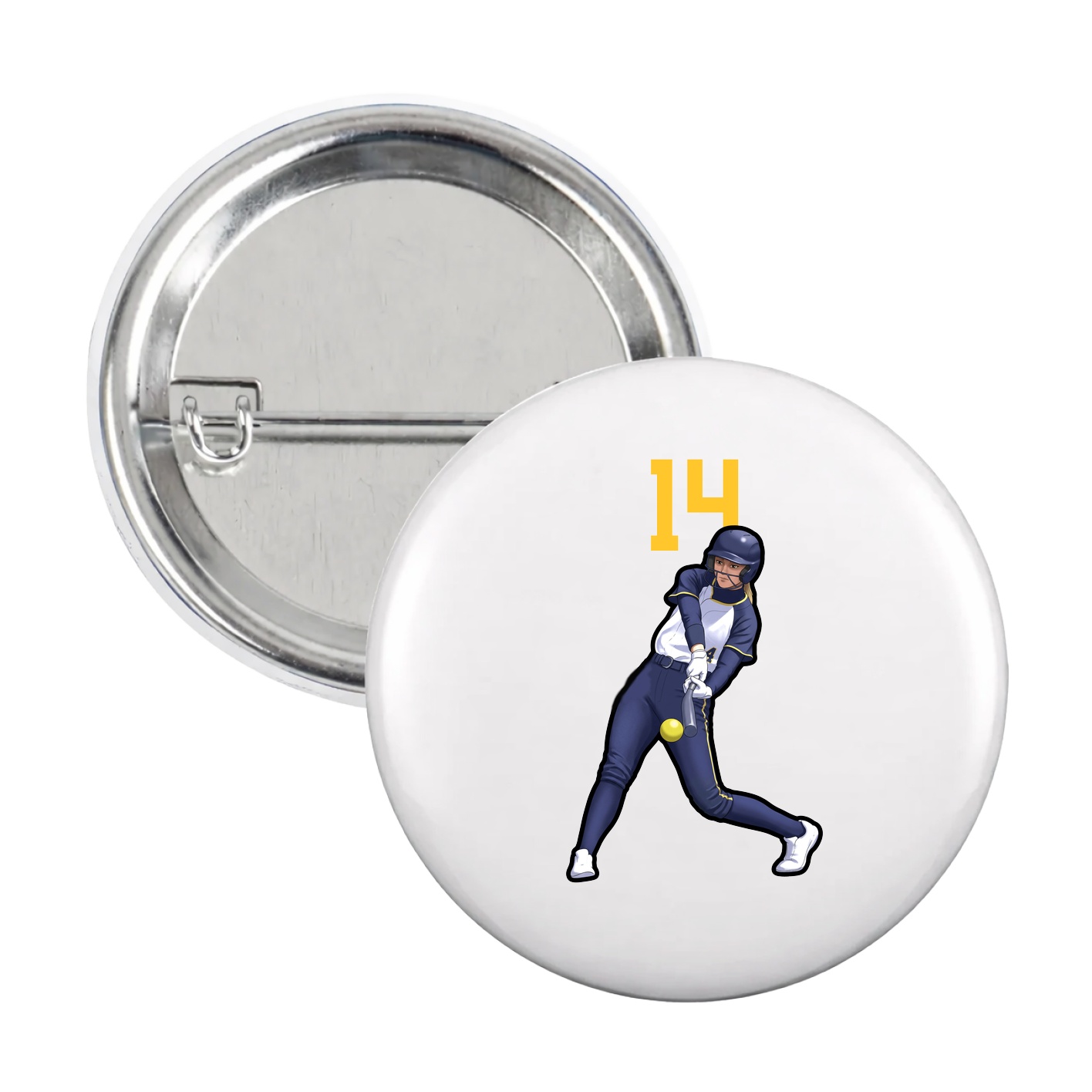 Game Day Button — Number Top in White