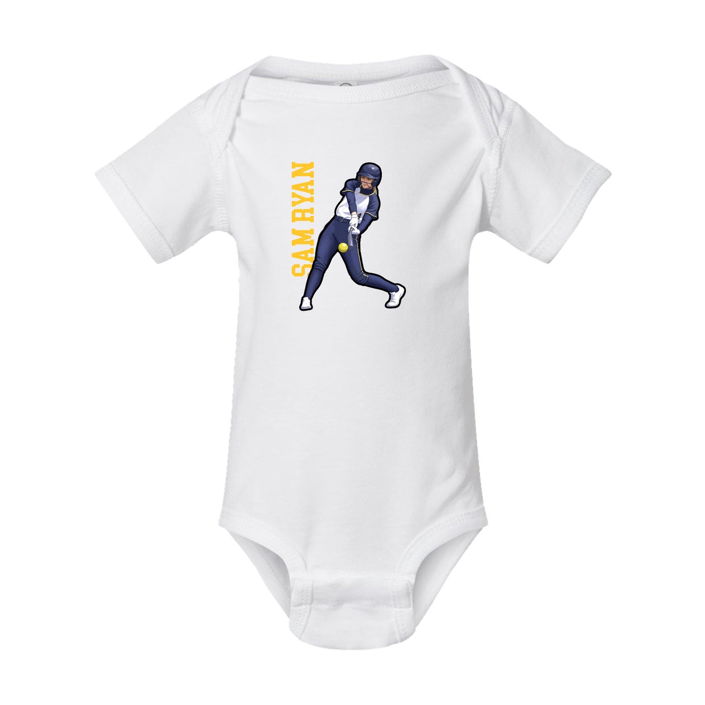 Baby Onesie — Name Vertical in White