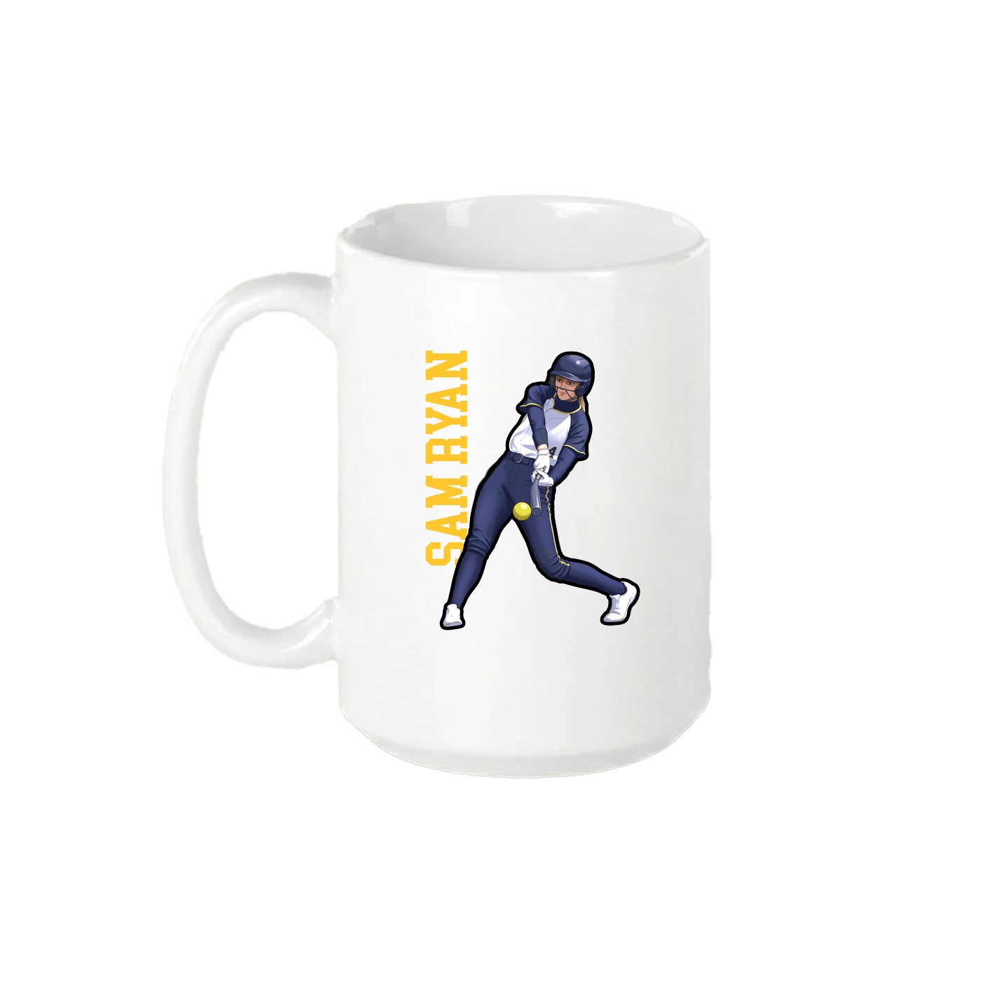15oz Coffee Mug — Name Vertical in White