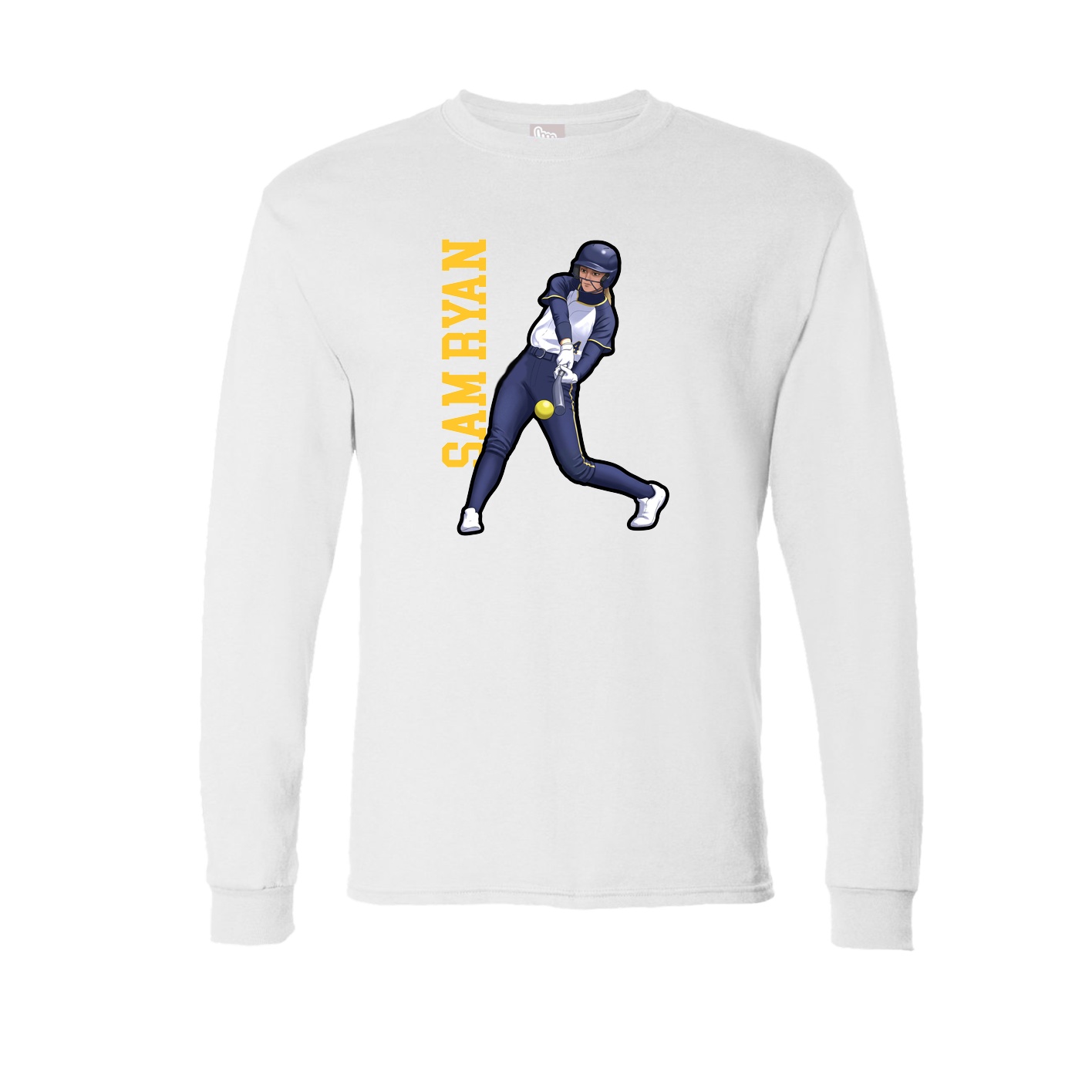 Long Sleeve Tee — Name Vertical in White