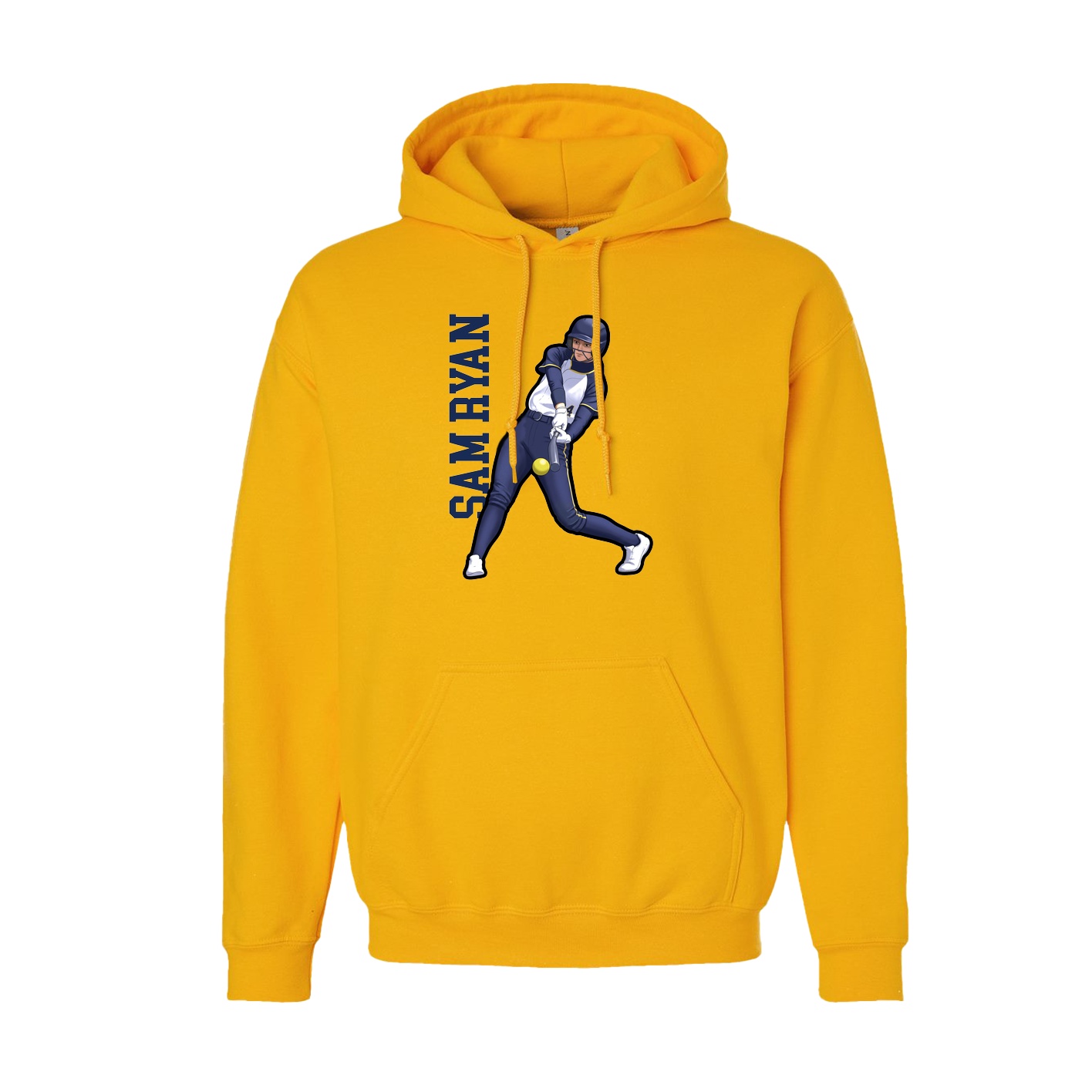 Youth Hoodie — Name Vertical in Gold