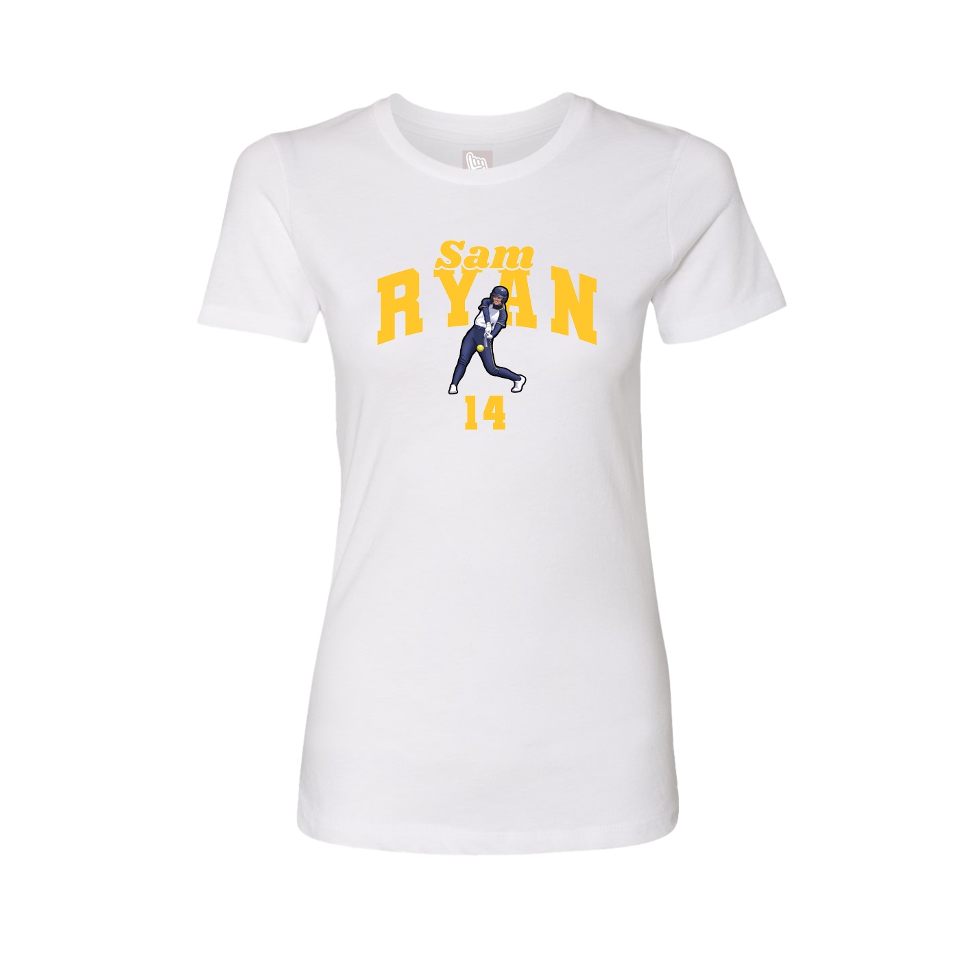 Fitted Women's Tee — Signature Arch in White