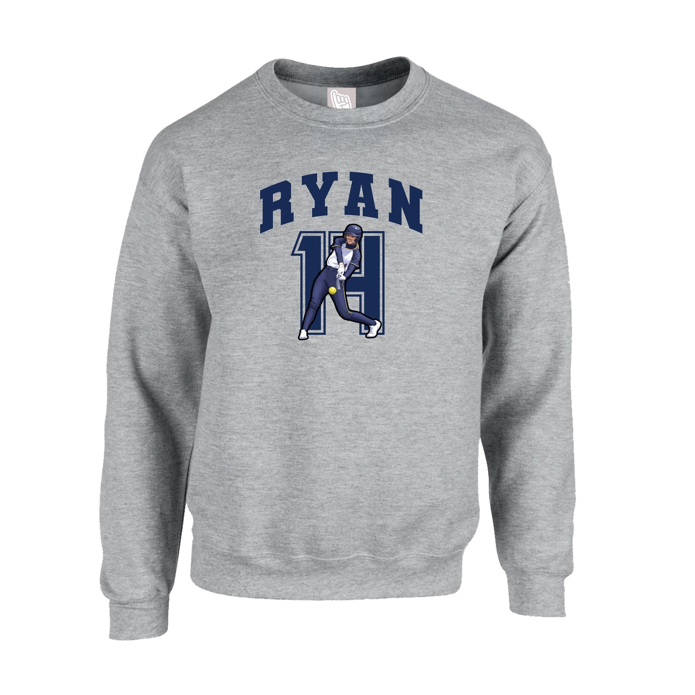 Fleece Crew — Number in Grey