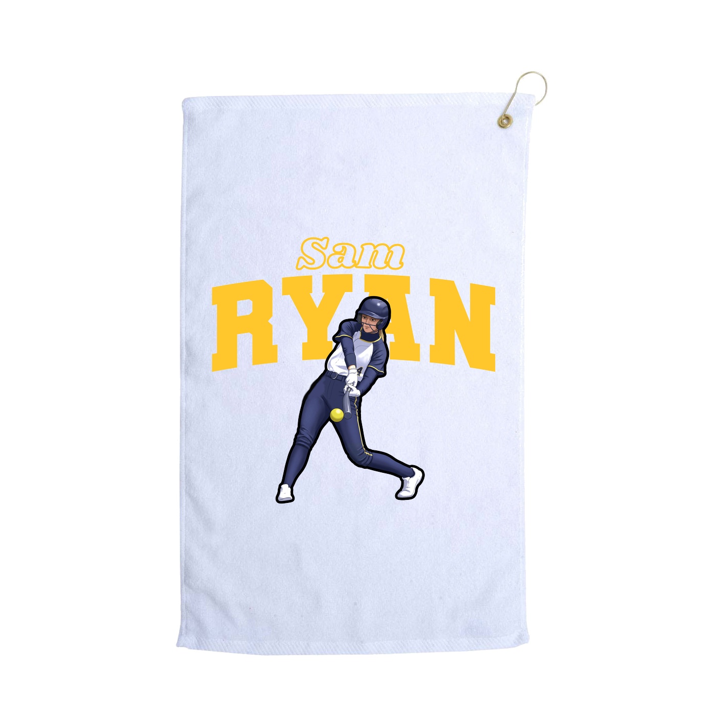 Golf Towel — Name Arch in White
