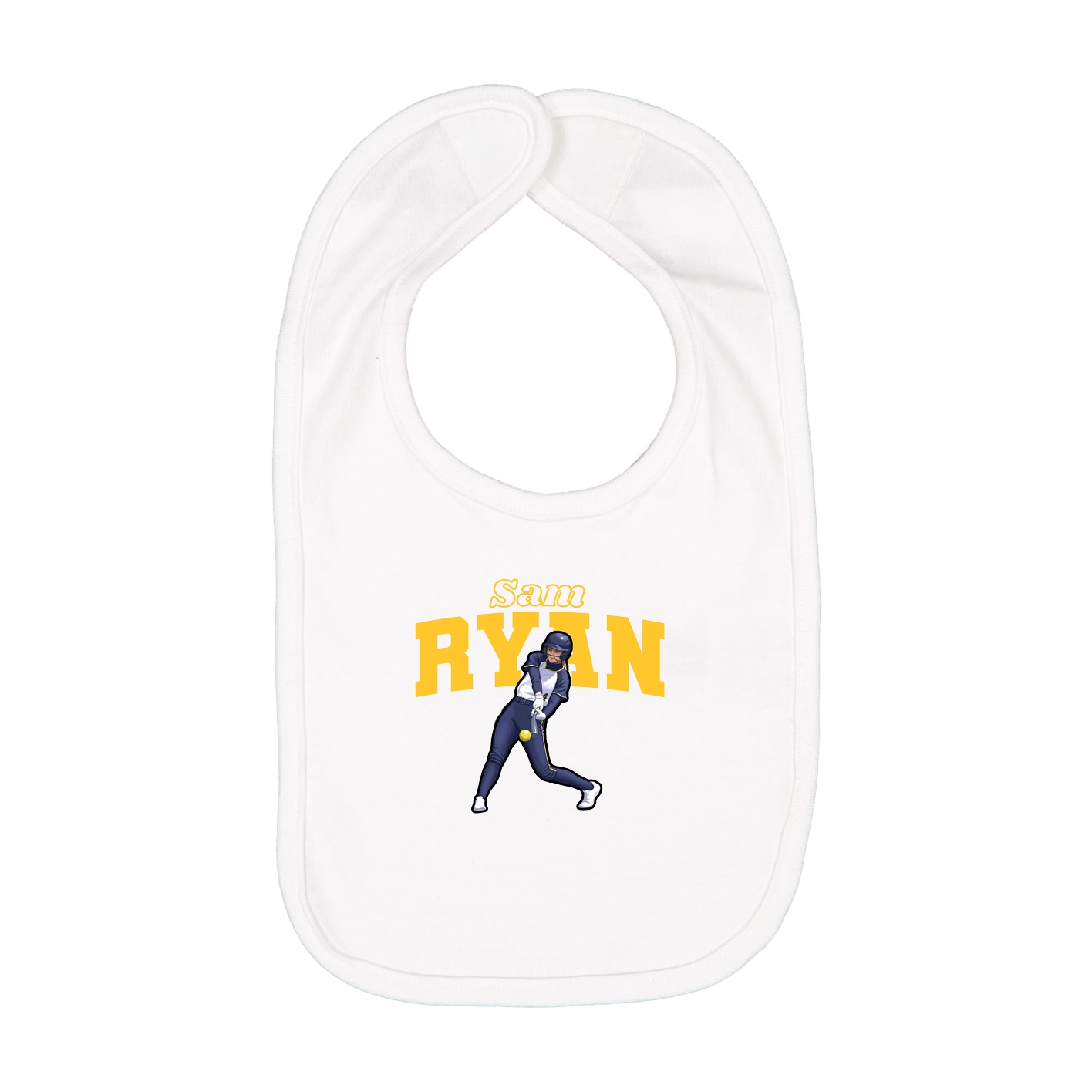 Infant Bib — Name Arch in White