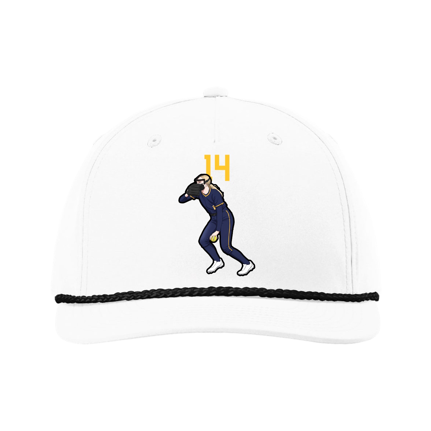 Five-Panel Classic Rope Cap — Number Top in White