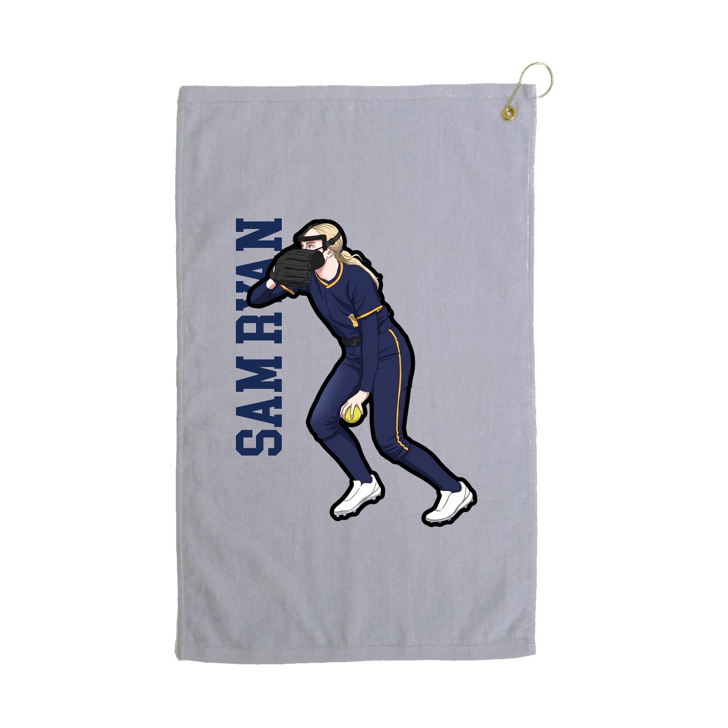 Golf Towel — Name Vertical in Grey