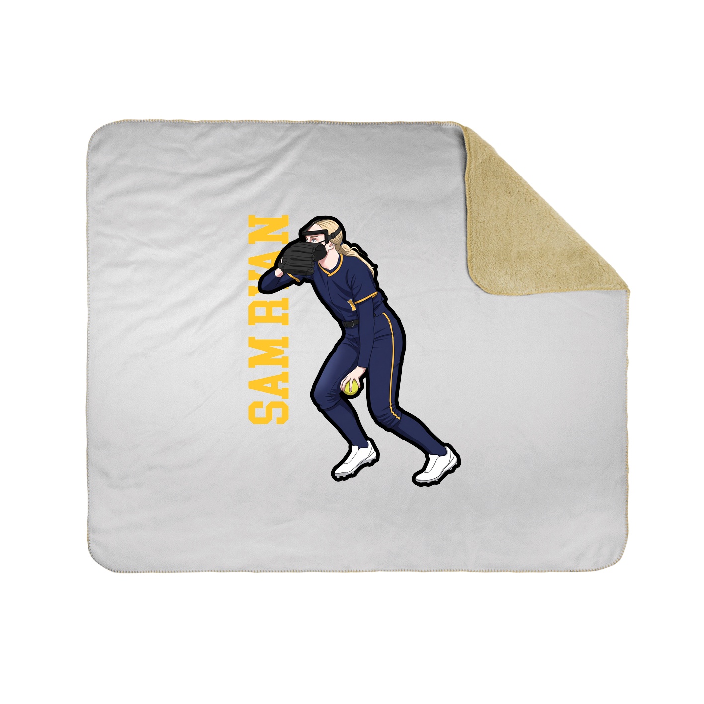 Throw Blanket — Name Vertical in White