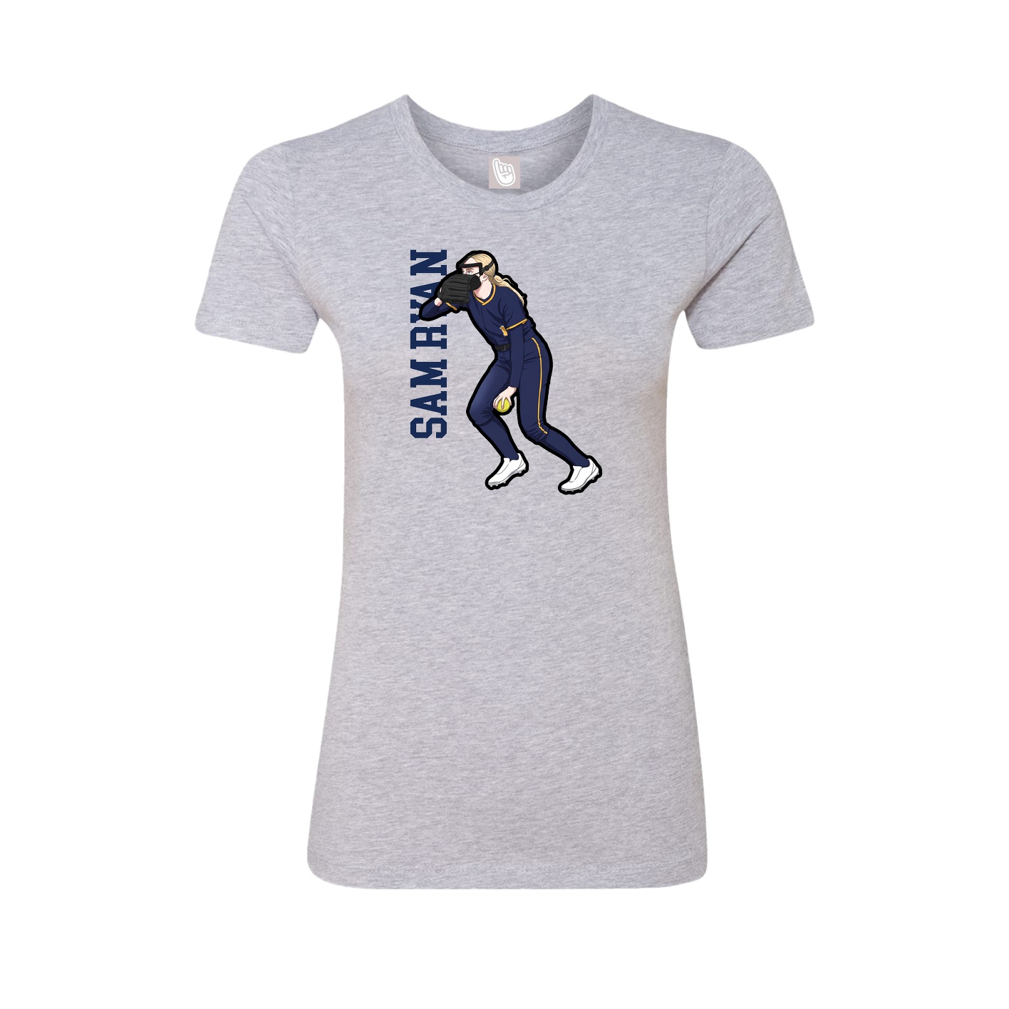 Fitted Women's Tee — Name Vertical in Grey