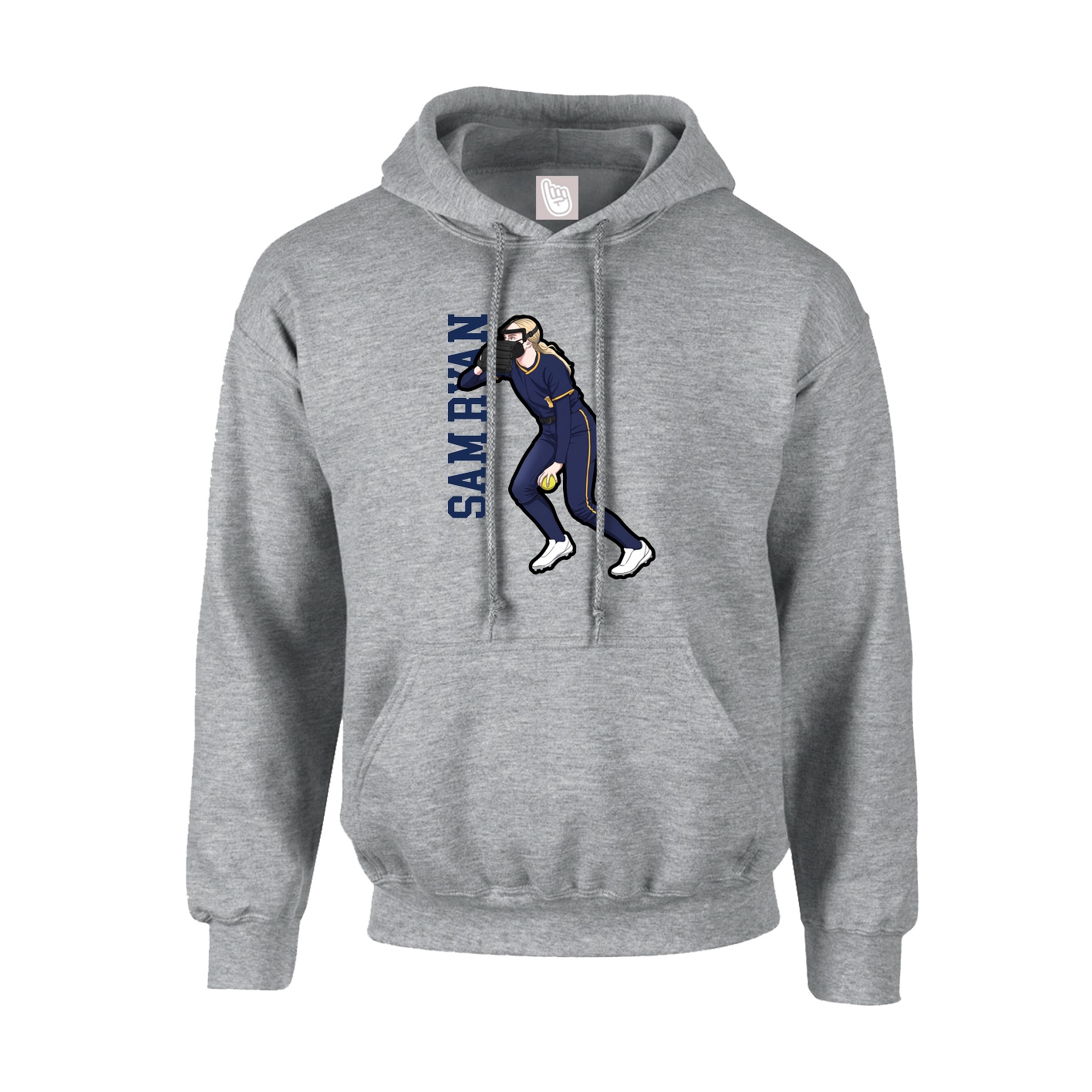 Hoodie — Name Vertical in Grey