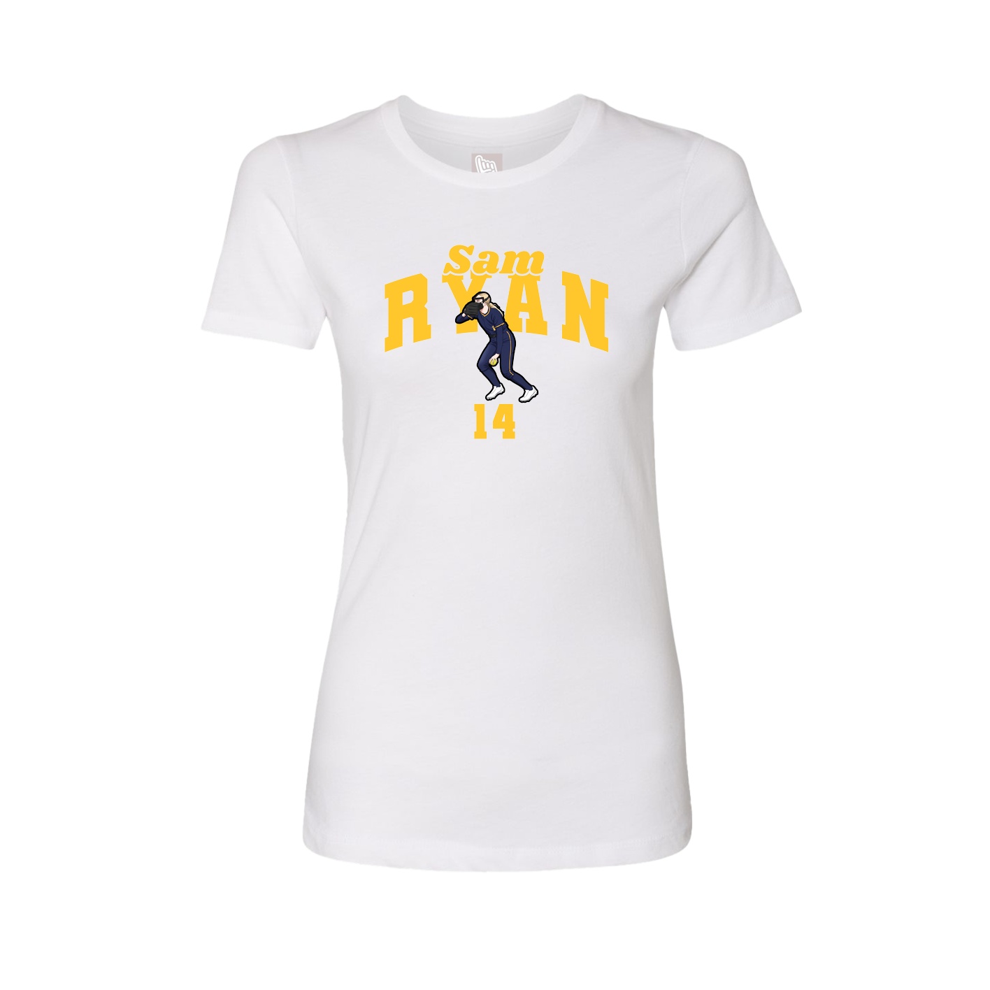 Fitted Women's Tee — Signature Arch in White