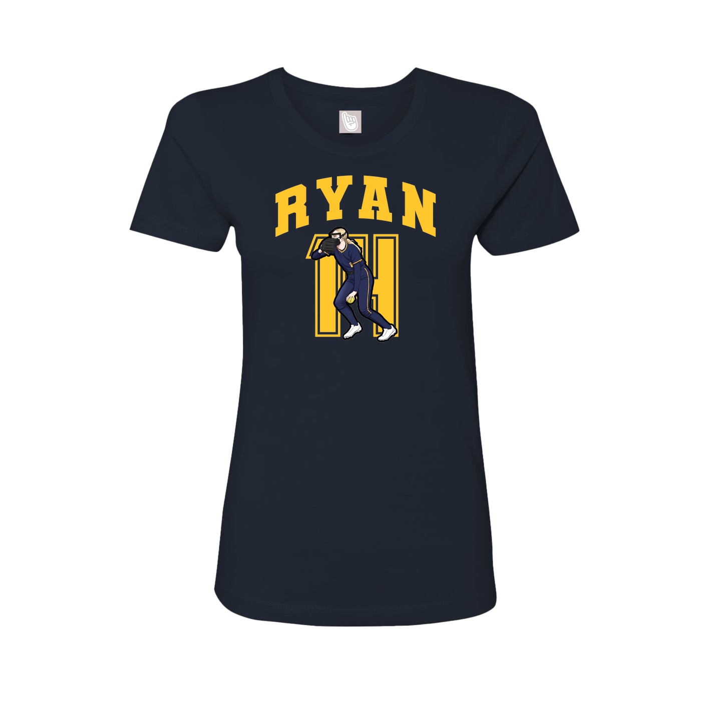 Fitted Women's Tee — Number in Navy
