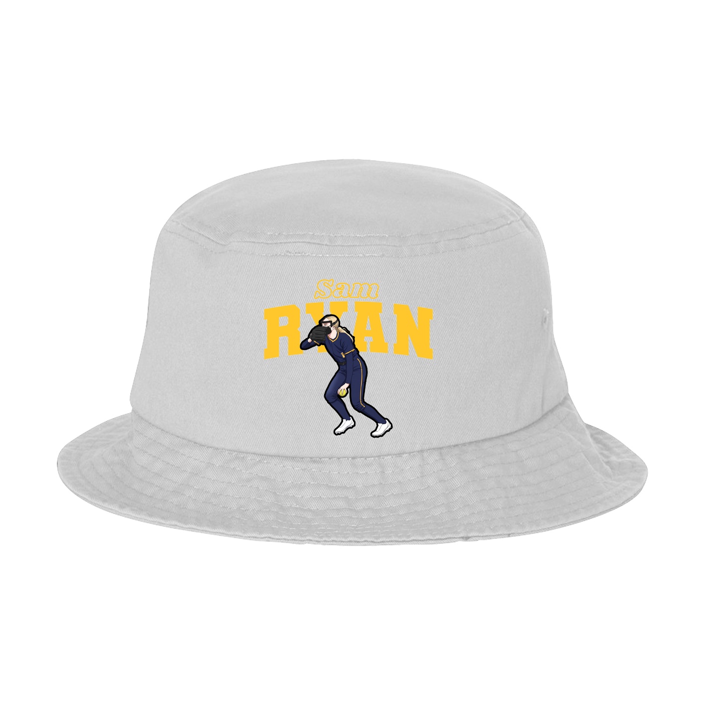 Bucket Cap — Name Arch in White