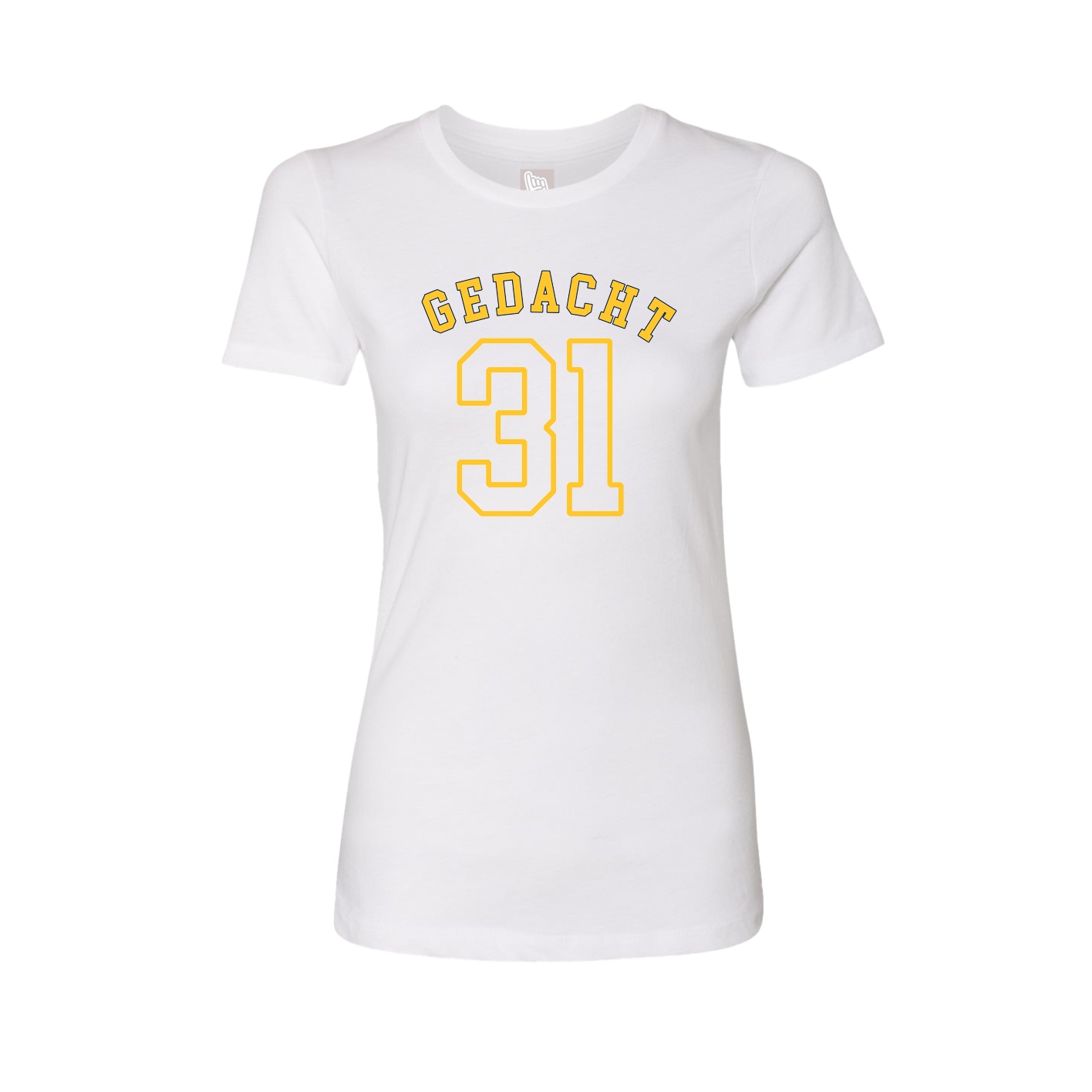 Fitted Women's Tee — Shirsey Arch in White