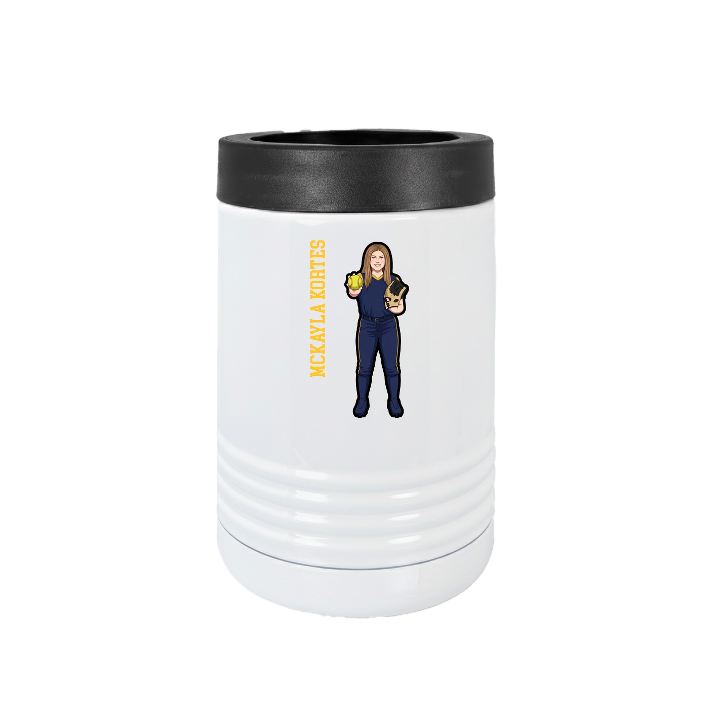 Beverage Holder — Name Vertical in White