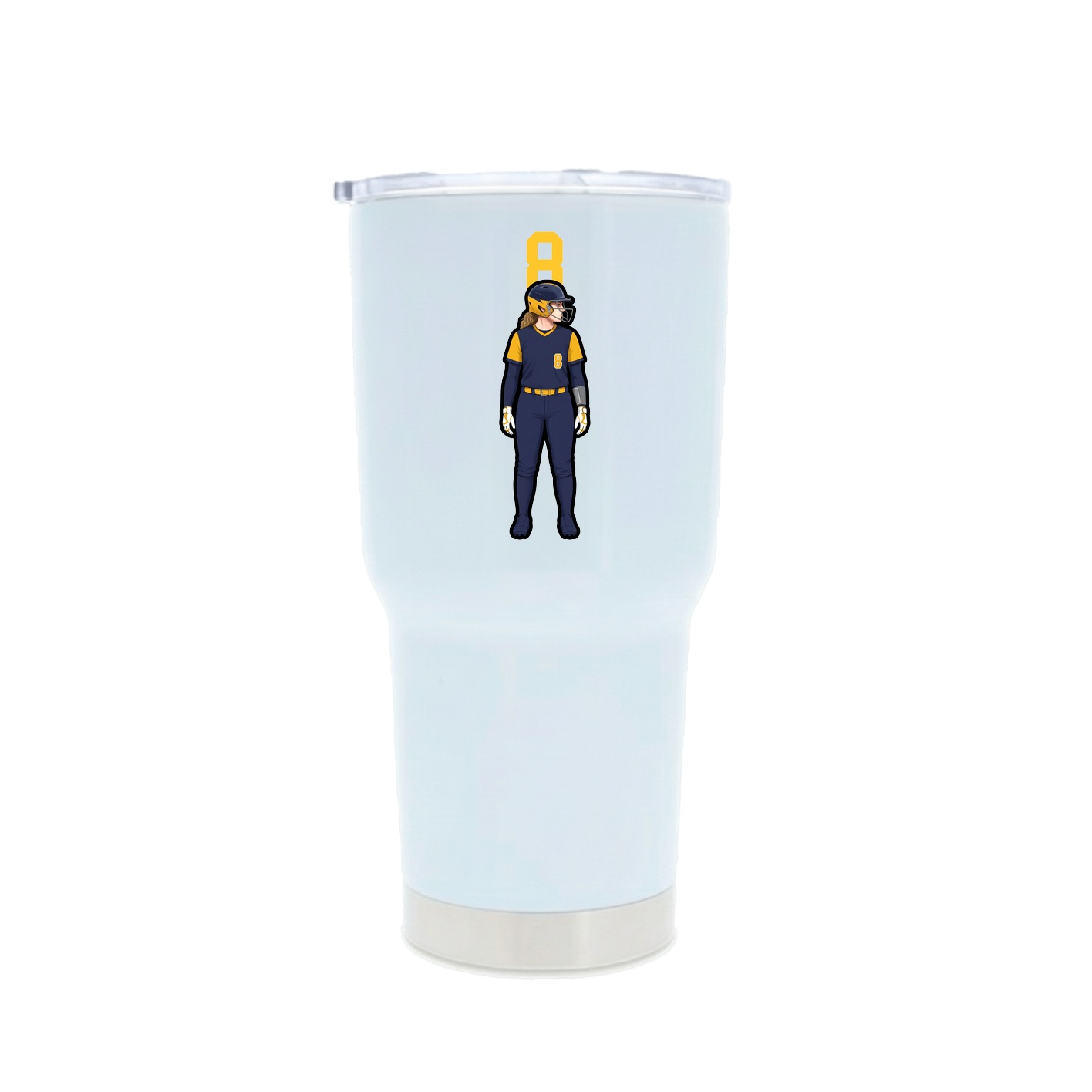 30oz Stainless Steel Tumbler — Number Top in White
