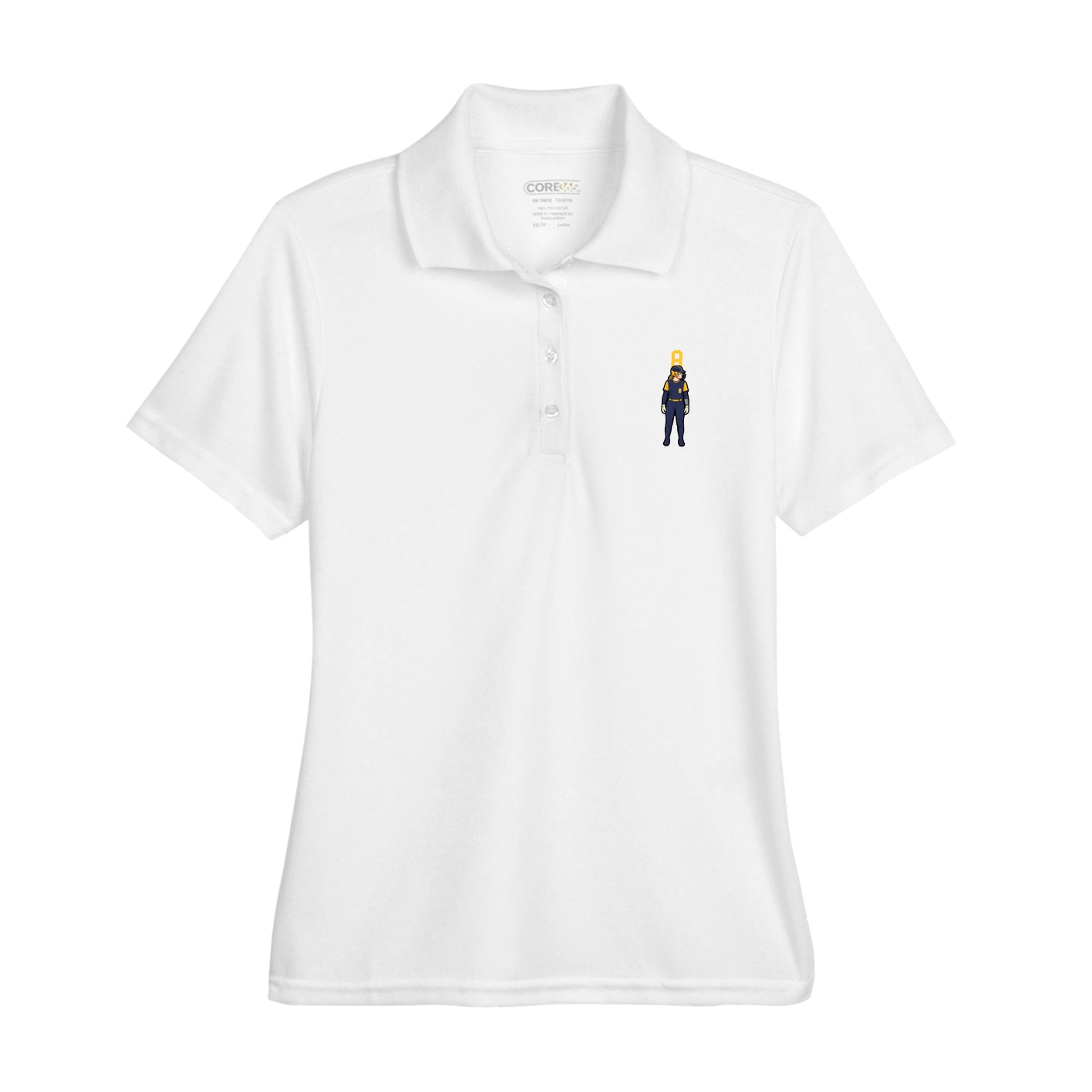 Womens Performance Polo — Number Top in White