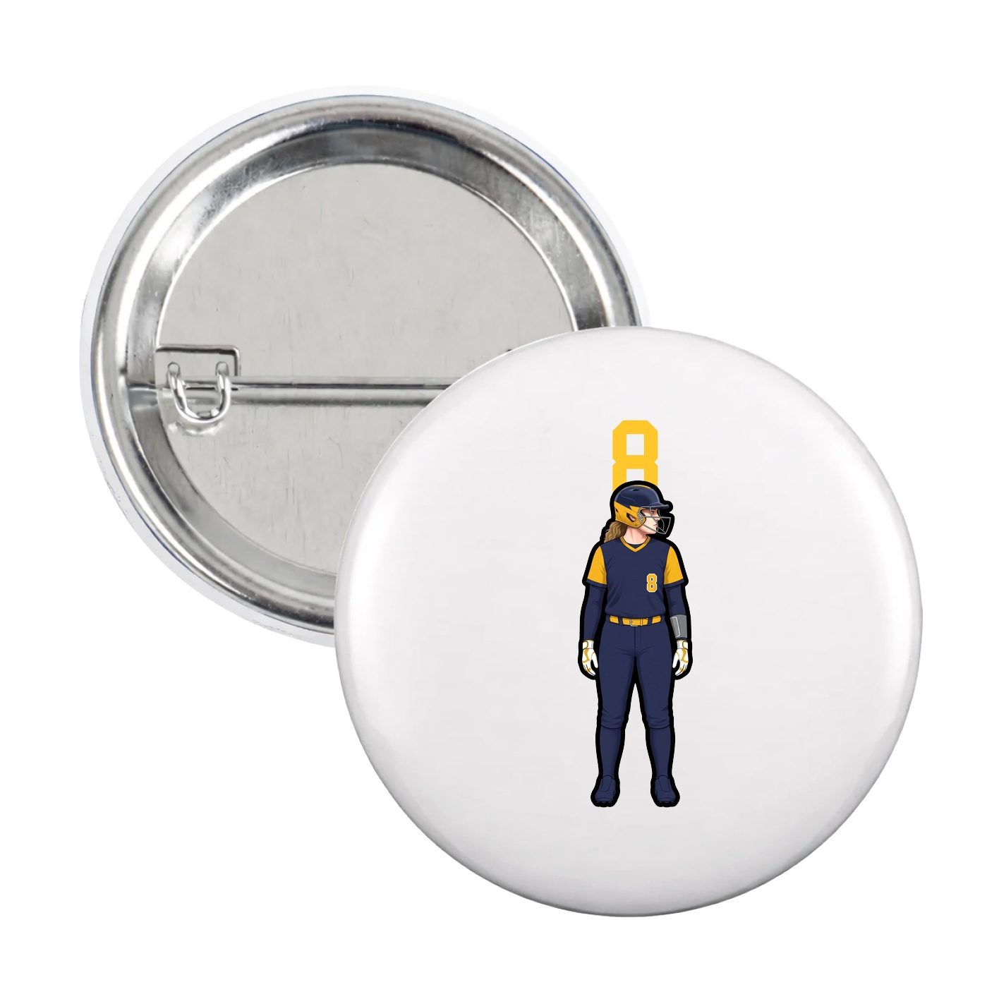 Game Day Button — Number Top in White