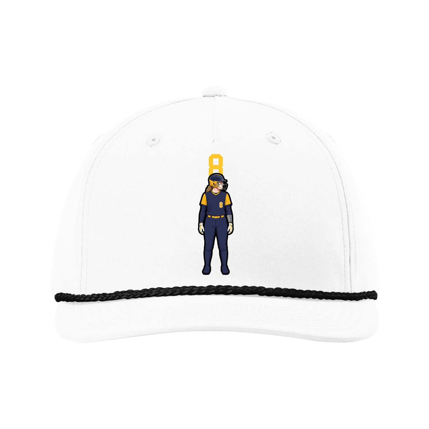 Five-Panel Classic Rope Cap — Number Top in White