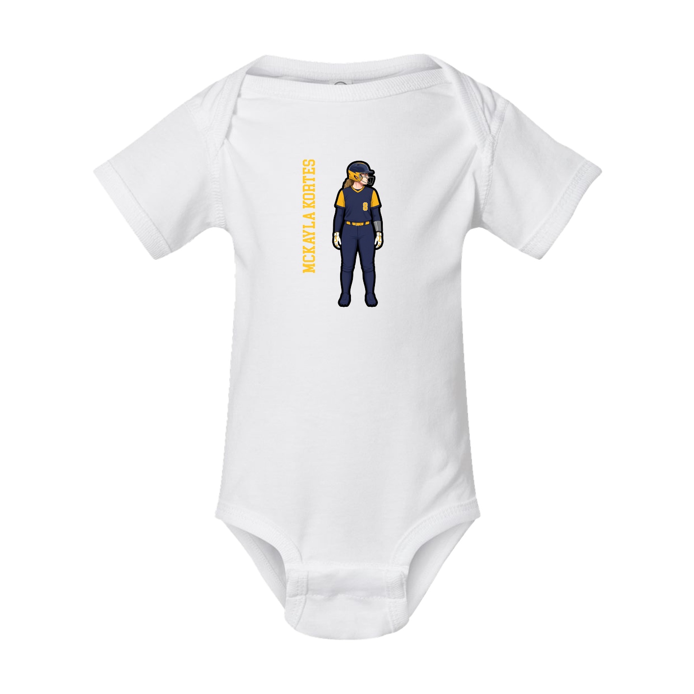 Baby Onesie — Name Vertical in White