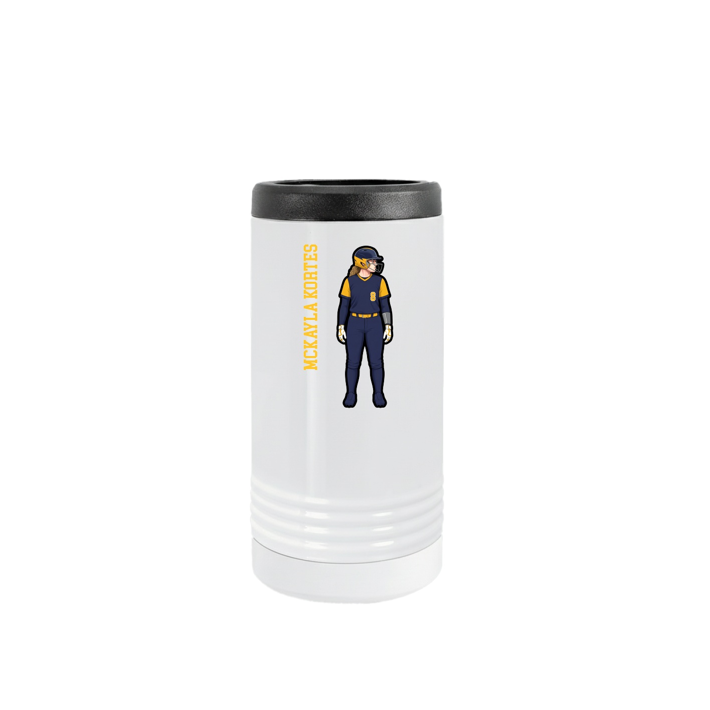 Slim Beverage Holder — Name Vertical in White