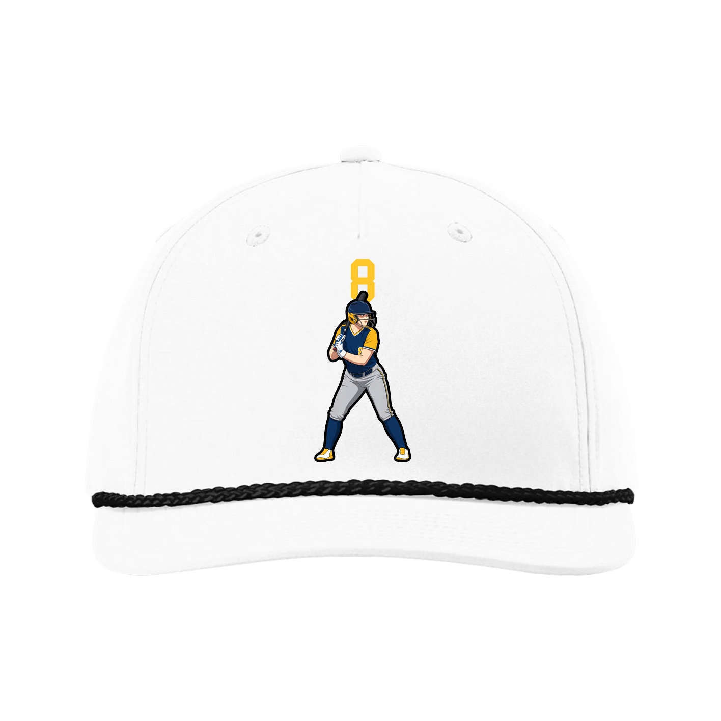 Five-Panel Classic Rope Cap — Number Top in White