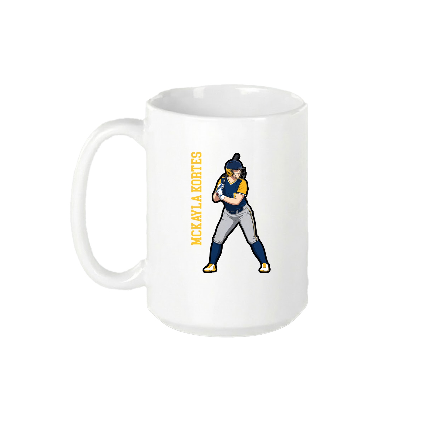 15oz Coffee Mug — Name Vertical in White
