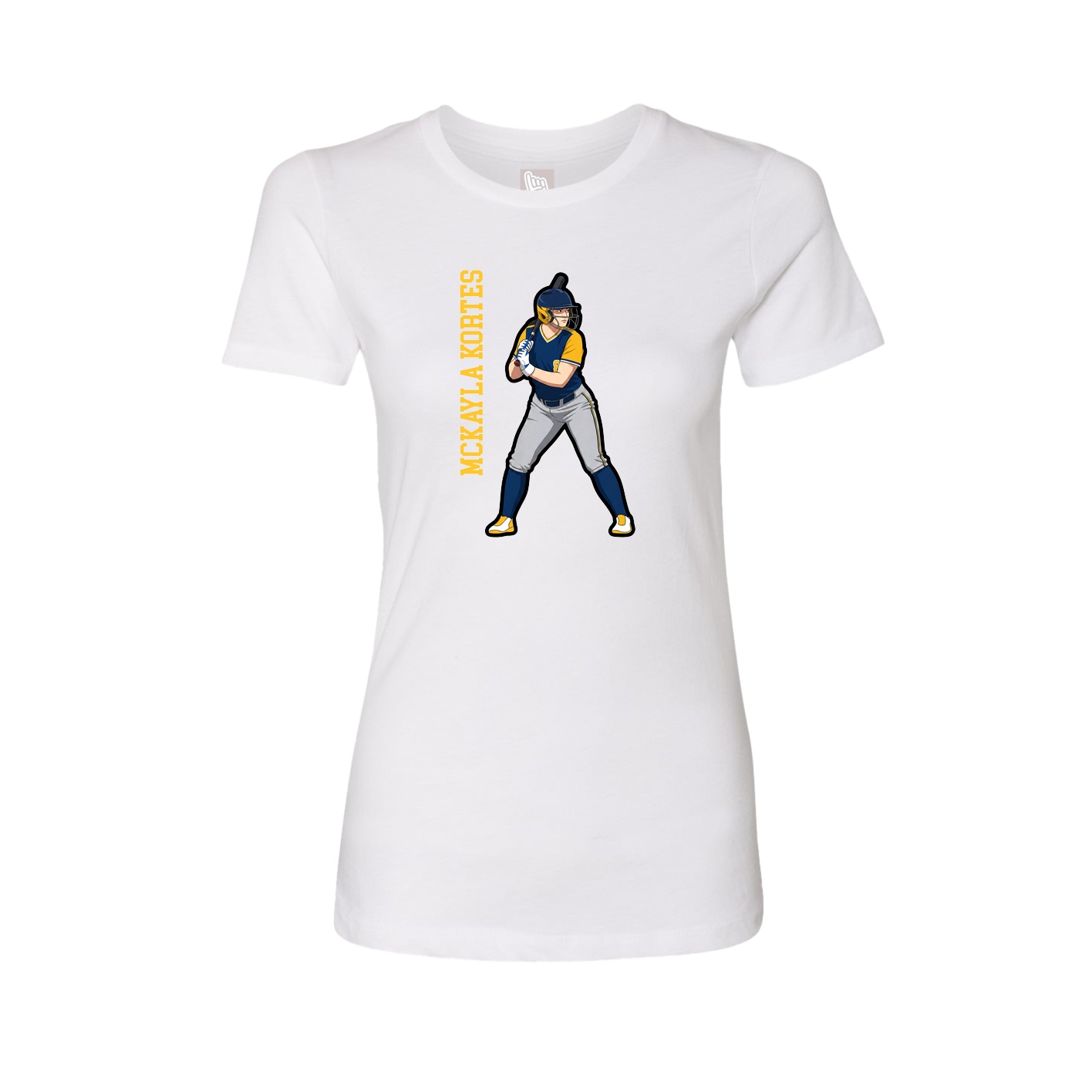 Womens Tee — Name Vertical in White
