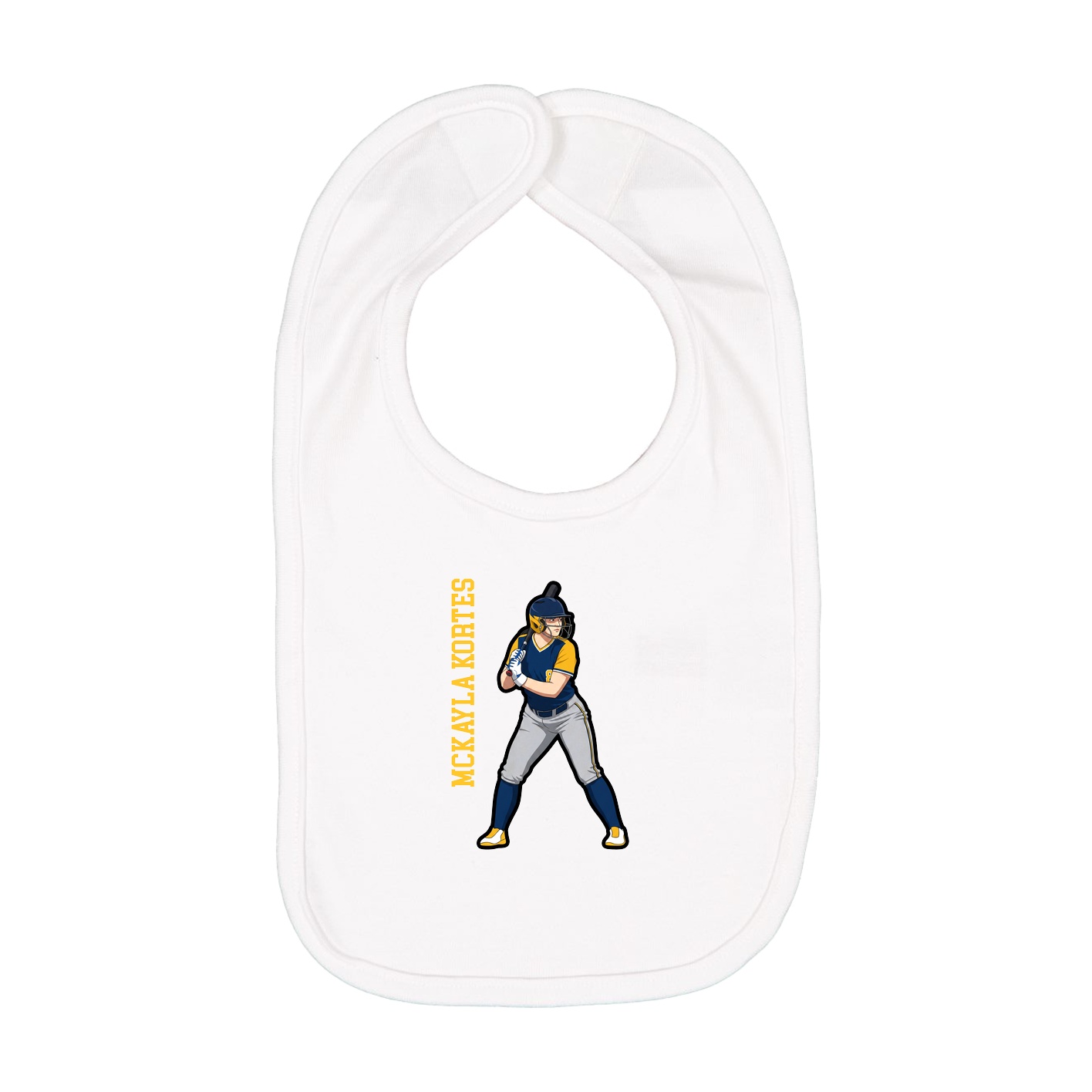 Infant Bib — Name Vertical in White