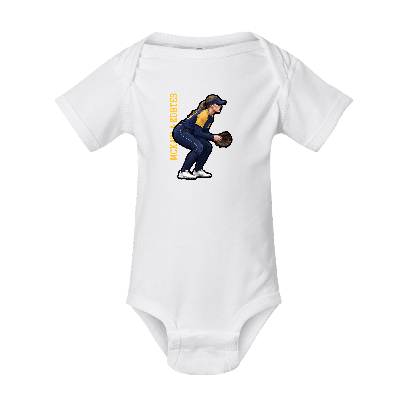 Baby Onesie — Name Vertical in White