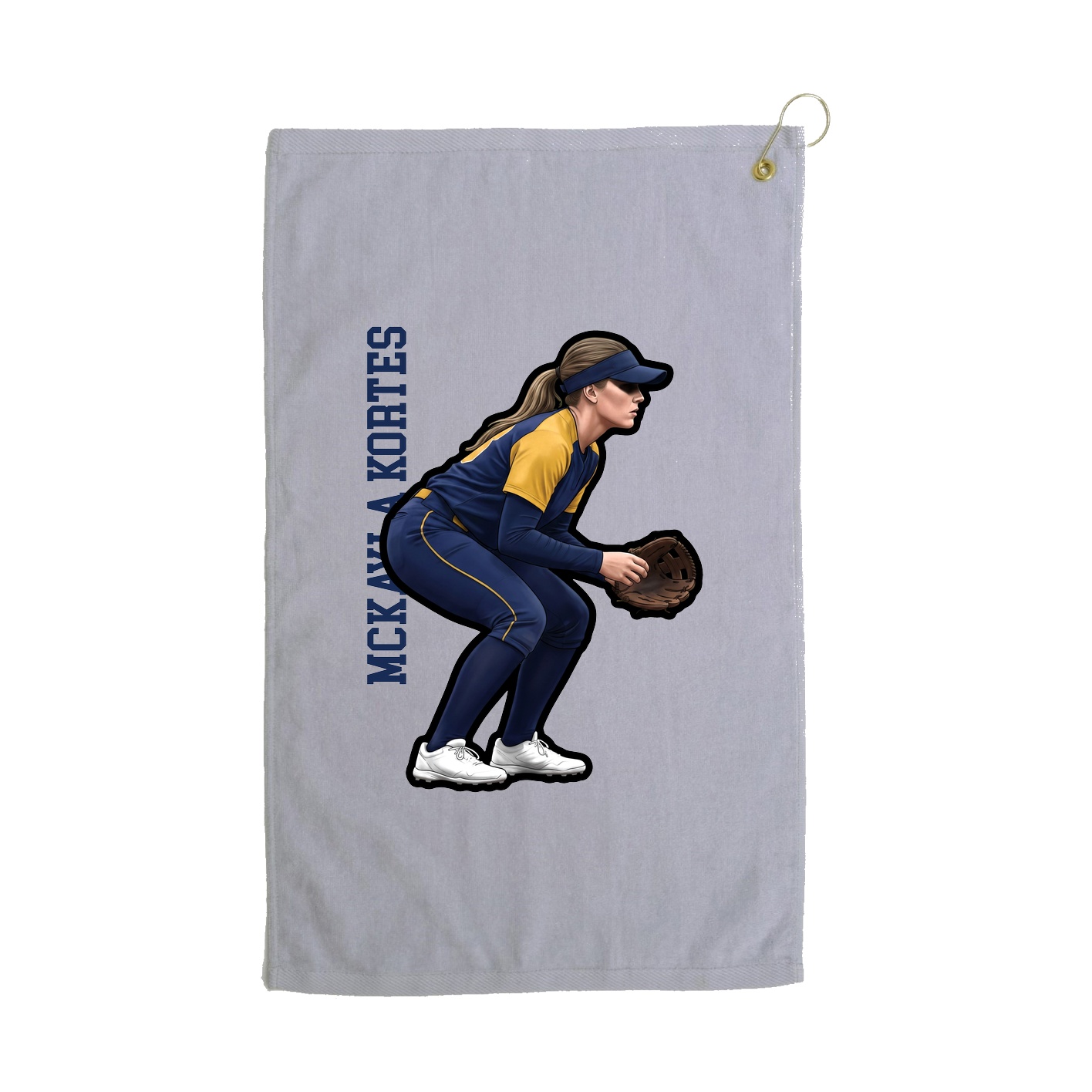 Golf Towel — Name Vertical in Grey