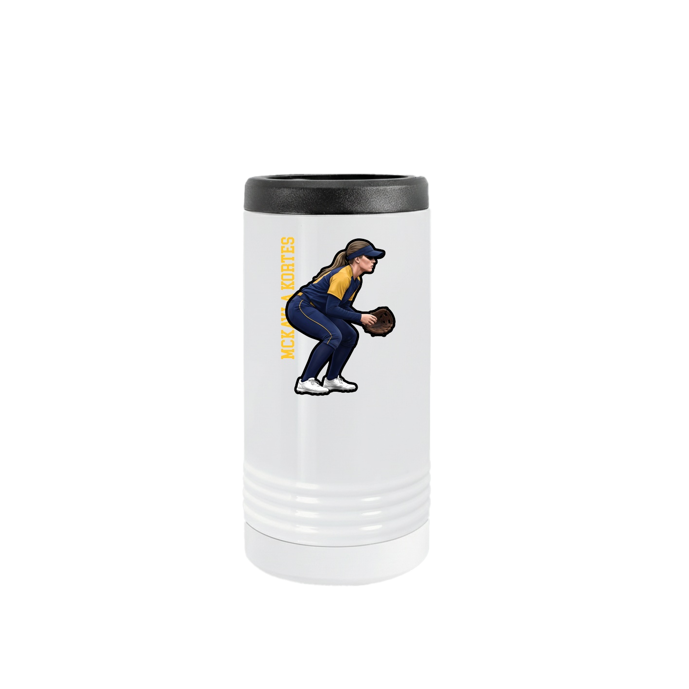 Slim Beverage Holder — Name Vertical in White