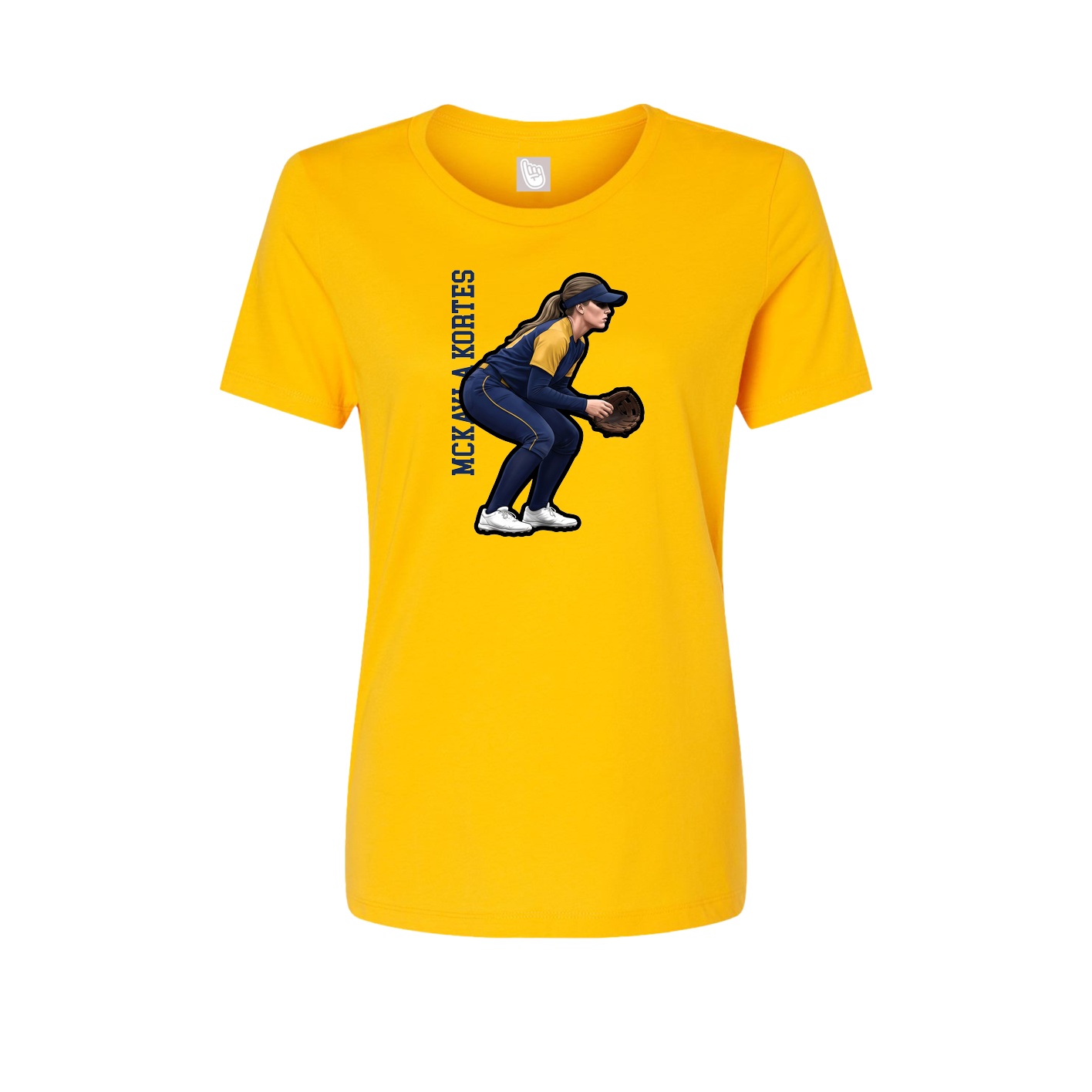 Fitted Women's Tee — Name Vertical in Gold