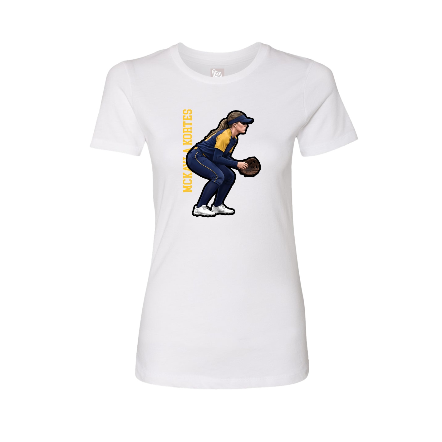 Womens Tee — Name Vertical in White