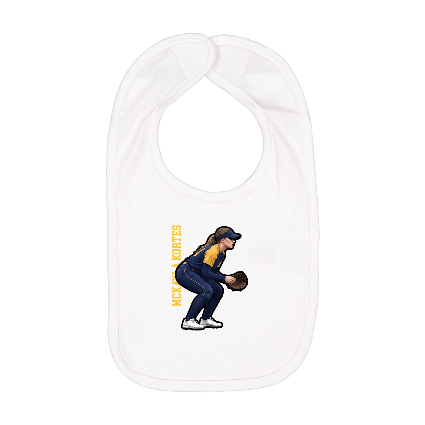 Infant Bib — Name Vertical in White