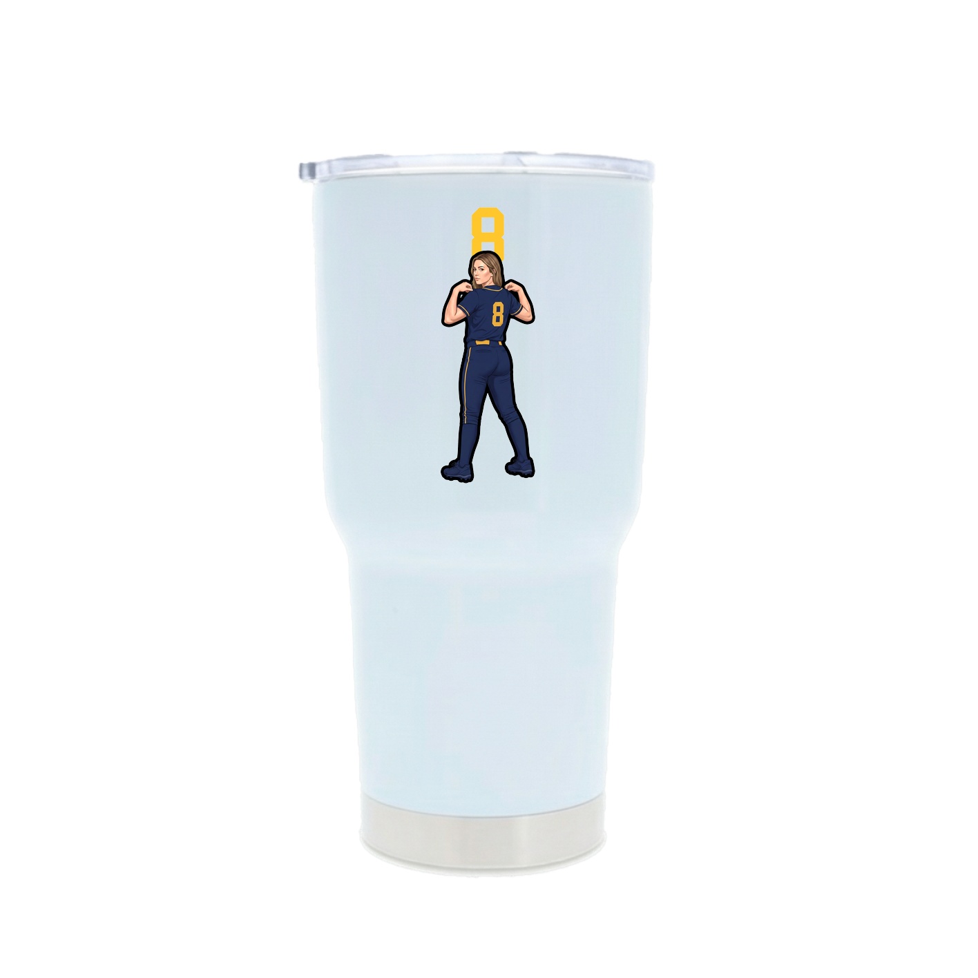 30oz Stainless Steel Tumbler — Number Top in White