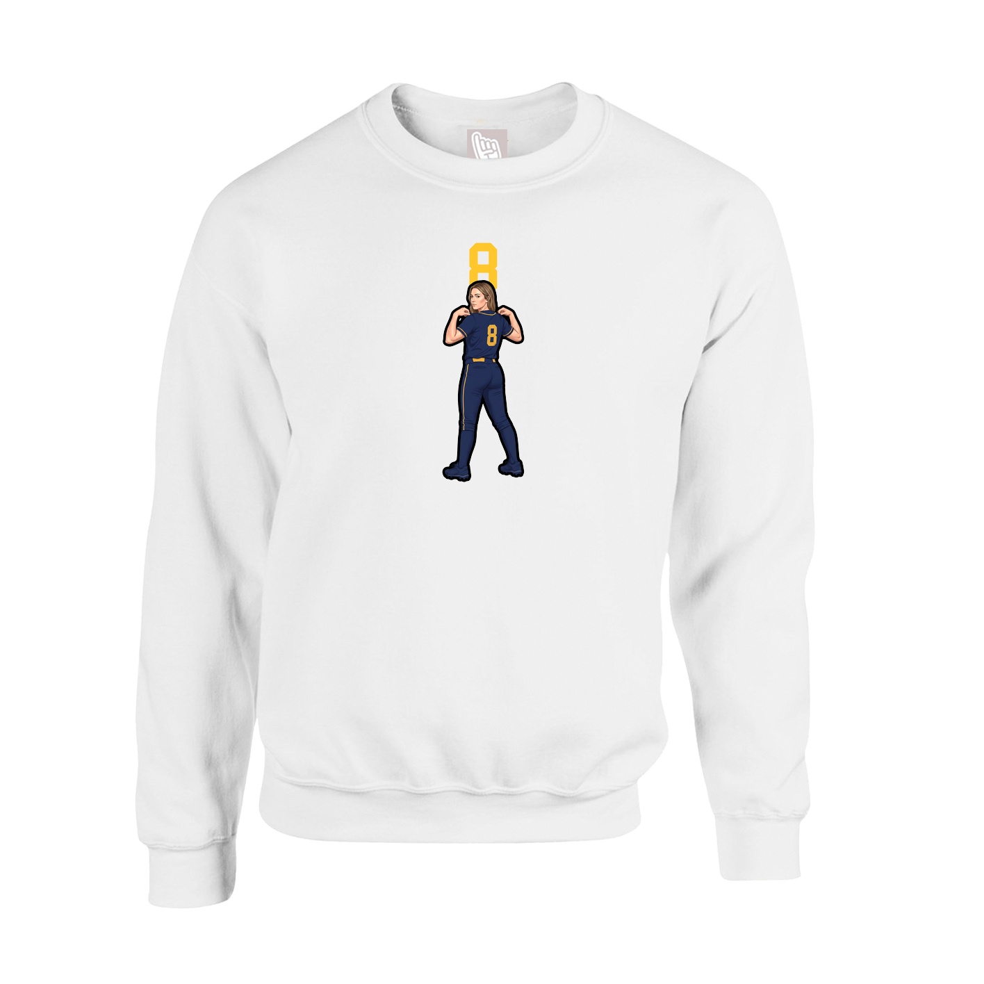 Fleece Crew — Number Top in White