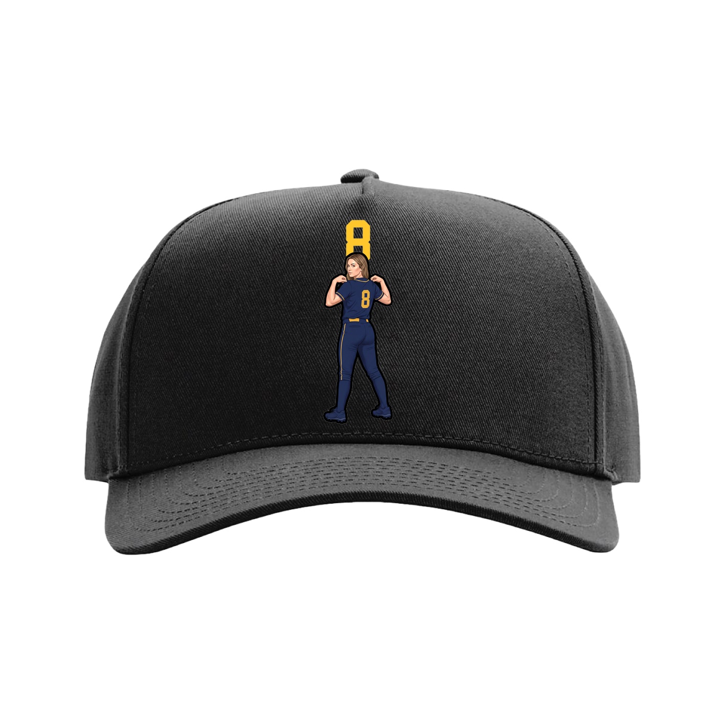 Full Fabric Five-Panel Champ Cap — Number Top in Black