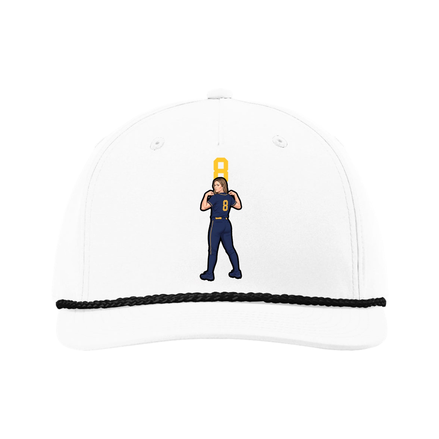 Five-Panel Classic Rope Cap — Number Top in White
