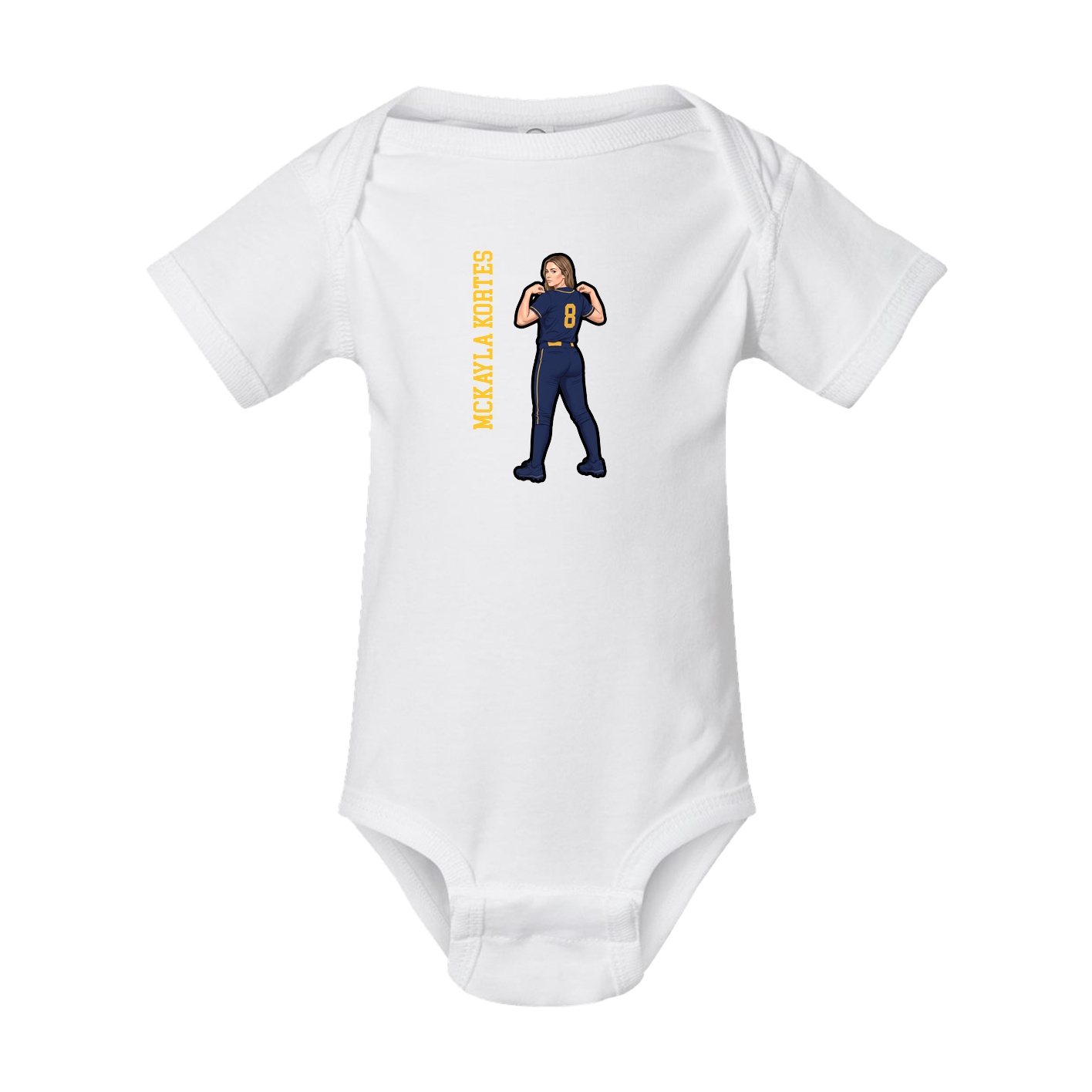 Baby Onesie — Name Vertical in White