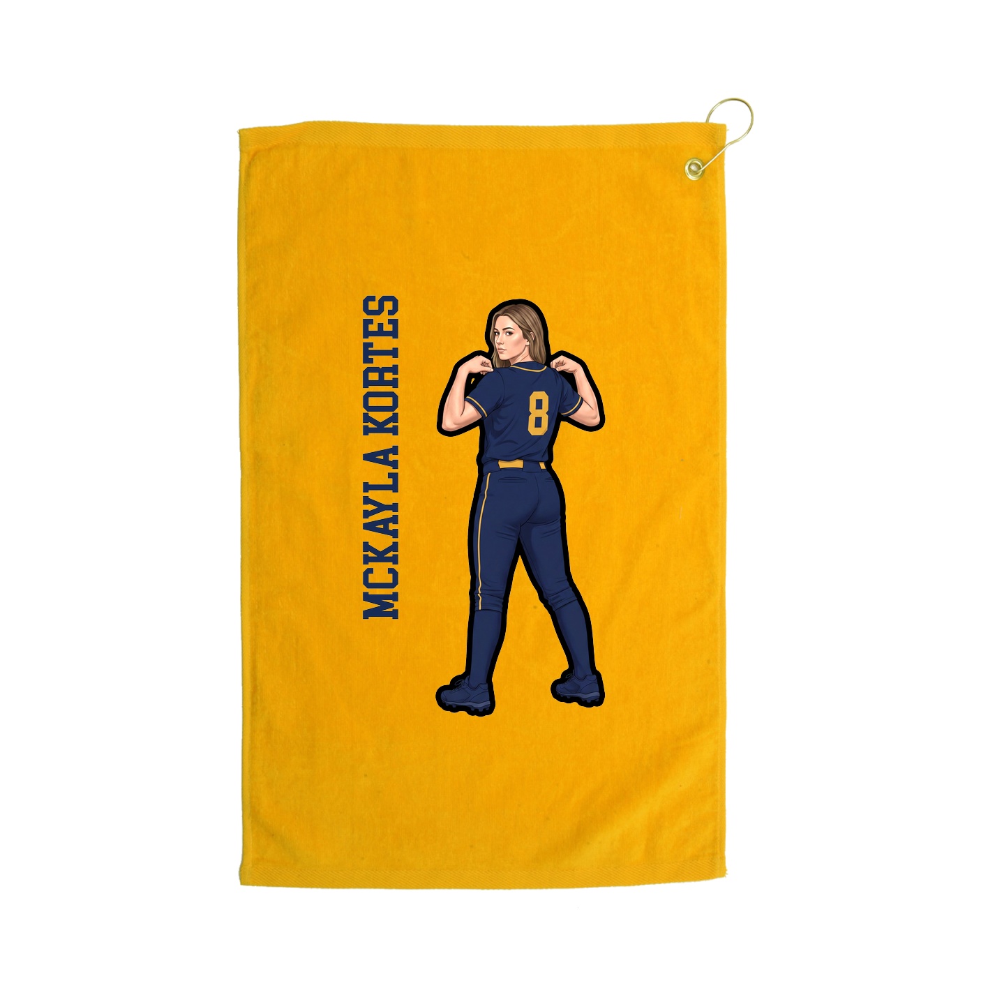 Golf Towel — Name Vertical in Gold